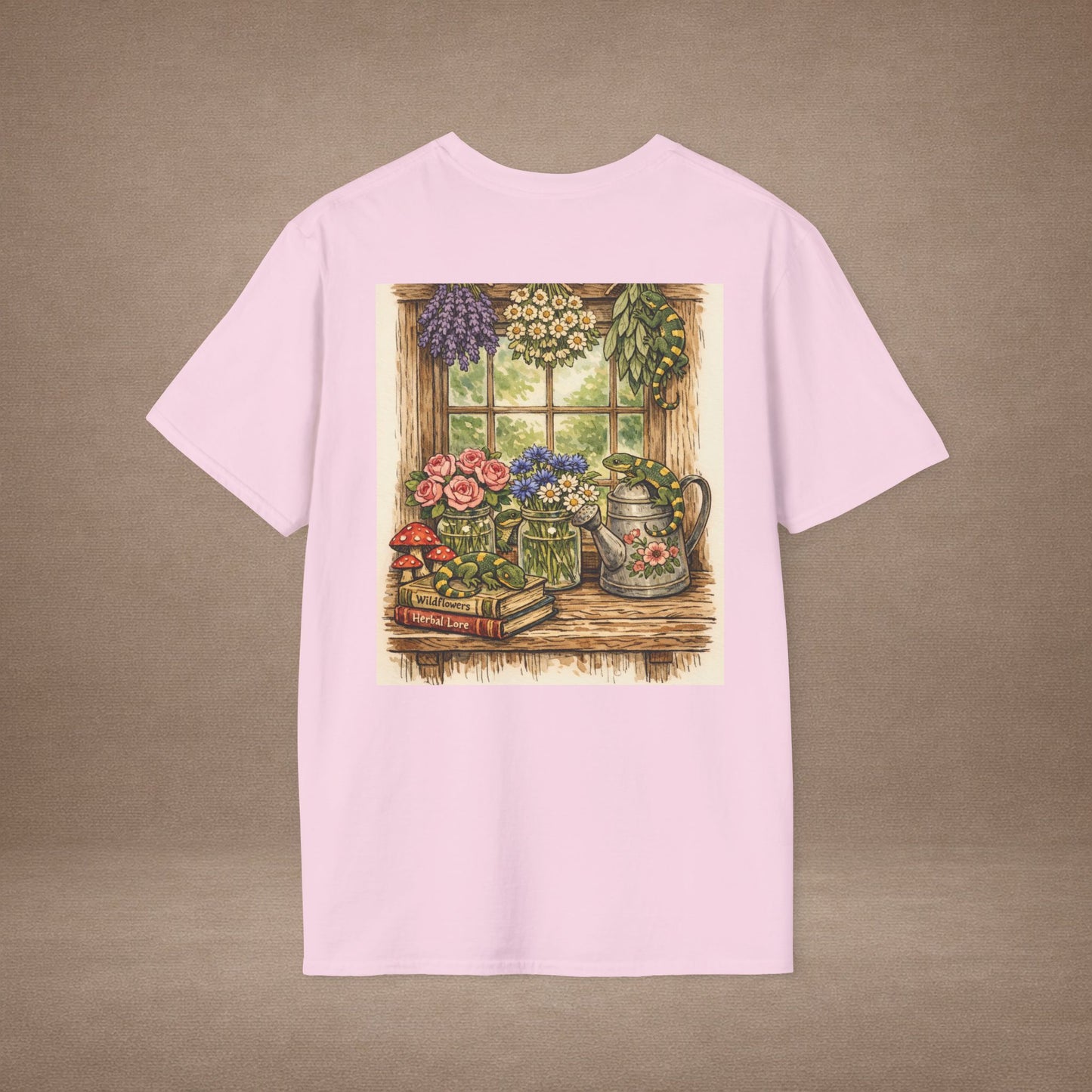 Cottage Windowsill cottagecore gecko t-shirt · Garden Gecko · Gold Gecko Co.