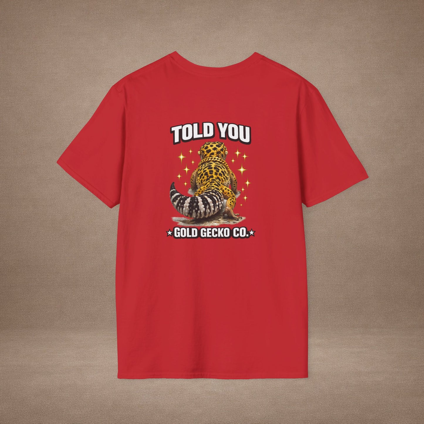 DESIGN #20-2 Wait For It… — Side-Eye Leopard Gecko Tee (Front & Back) (White Letters)