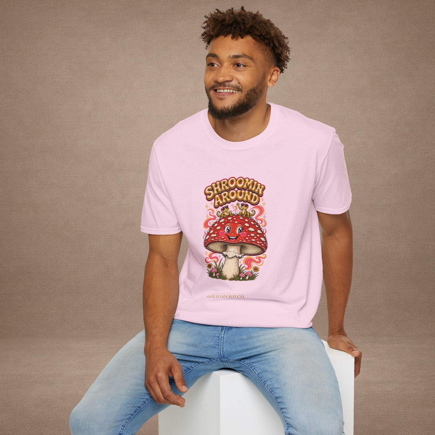 Shroomin' Around cottagecore mushroom & gecko t-shirt — Gold Gecko Co.