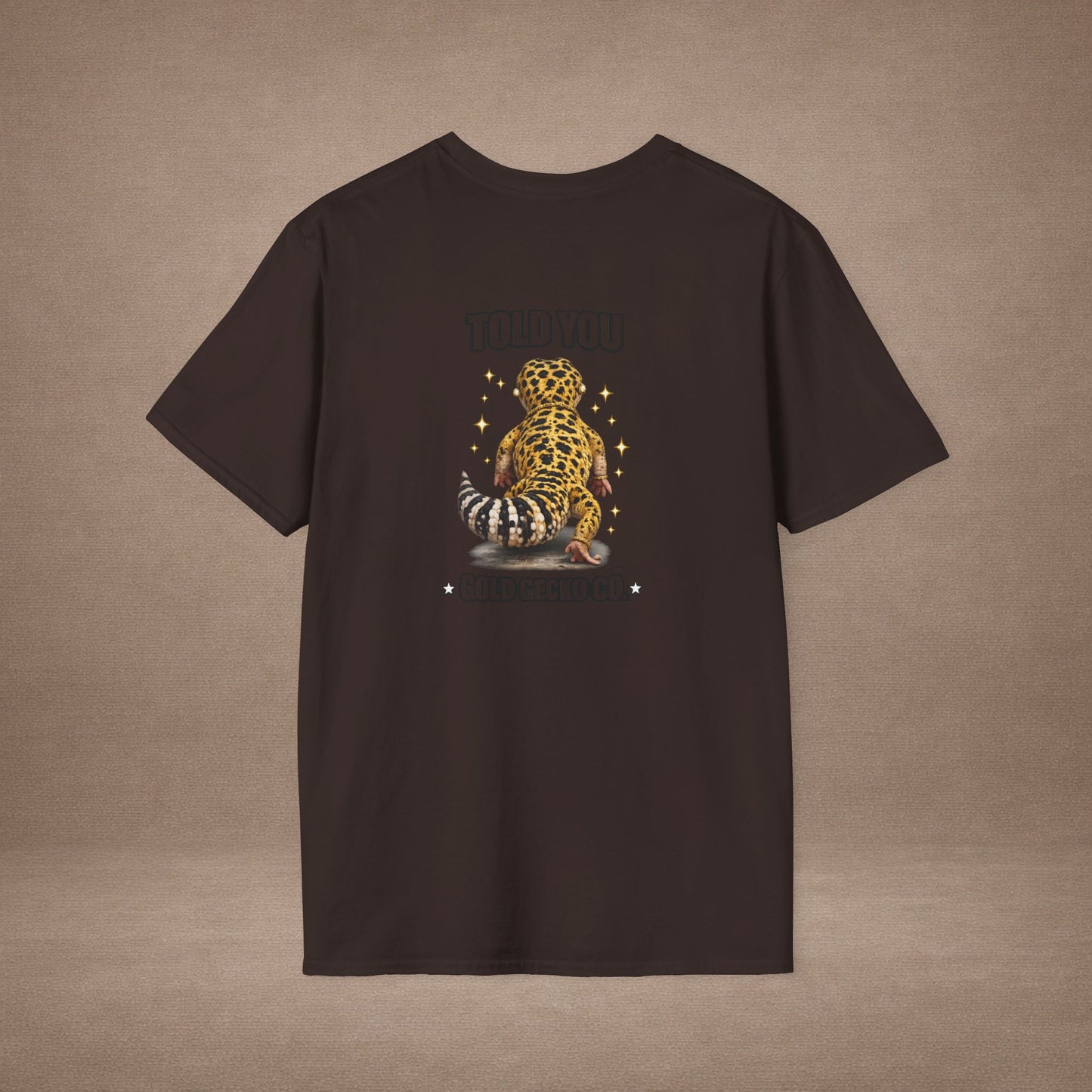 DESIGN #21 Wait For It… — Lounging Leopard Gecko Tee (Front & Back)