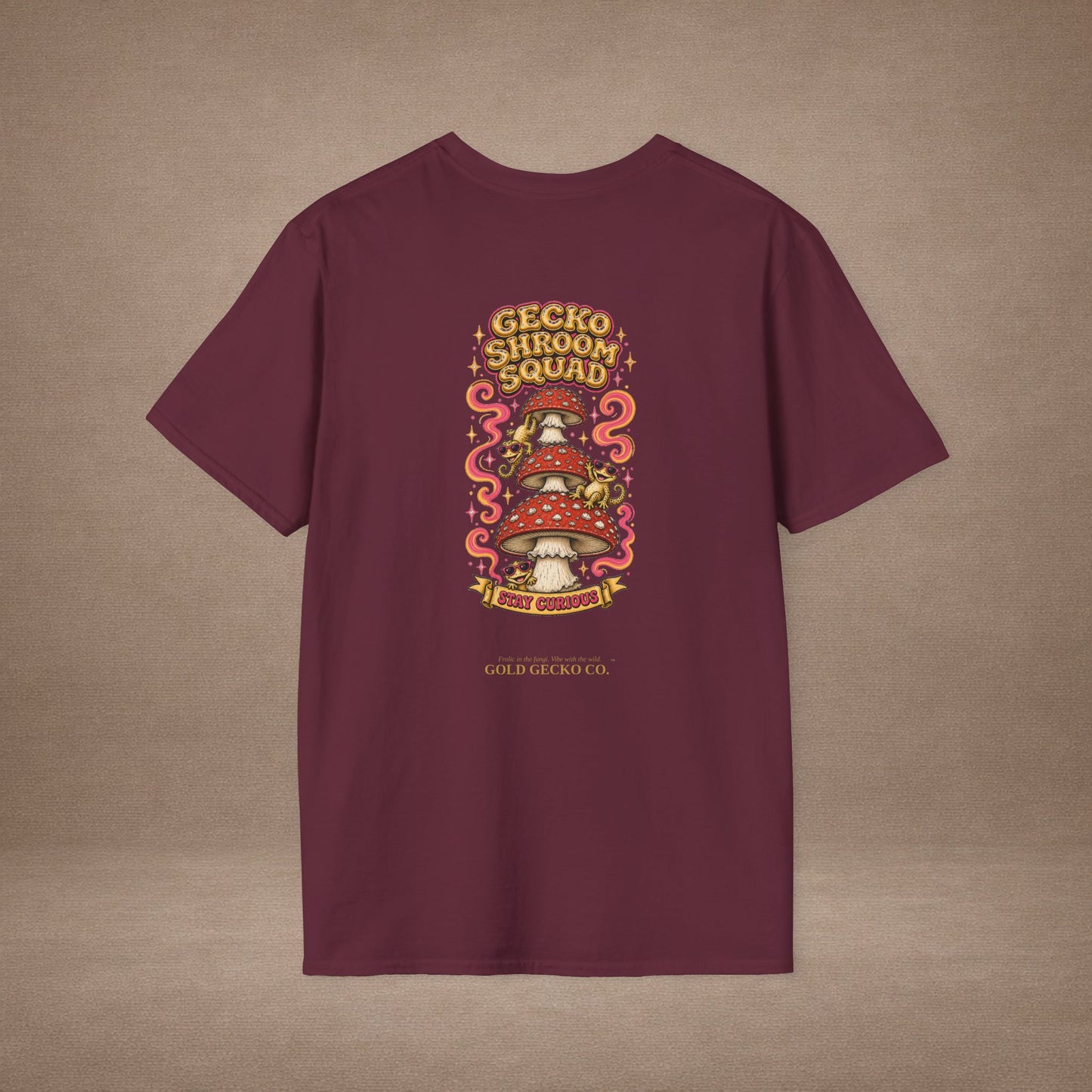 Shroomin' Around cottagecore mushroom & gecko t-shirt — Gold Gecko Co.