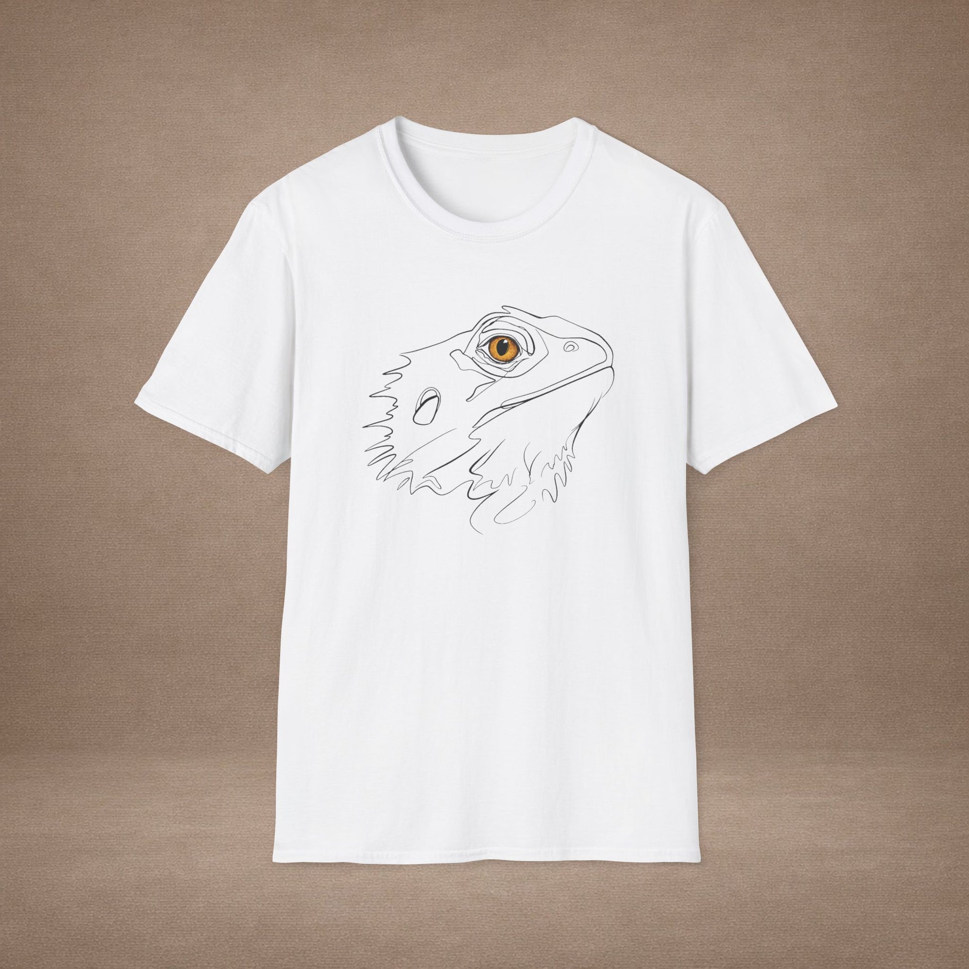 Amber Bearded Dragon single-line art with amber gold gem eye — Gold Gecko Co. Line & Gold collection (Light)