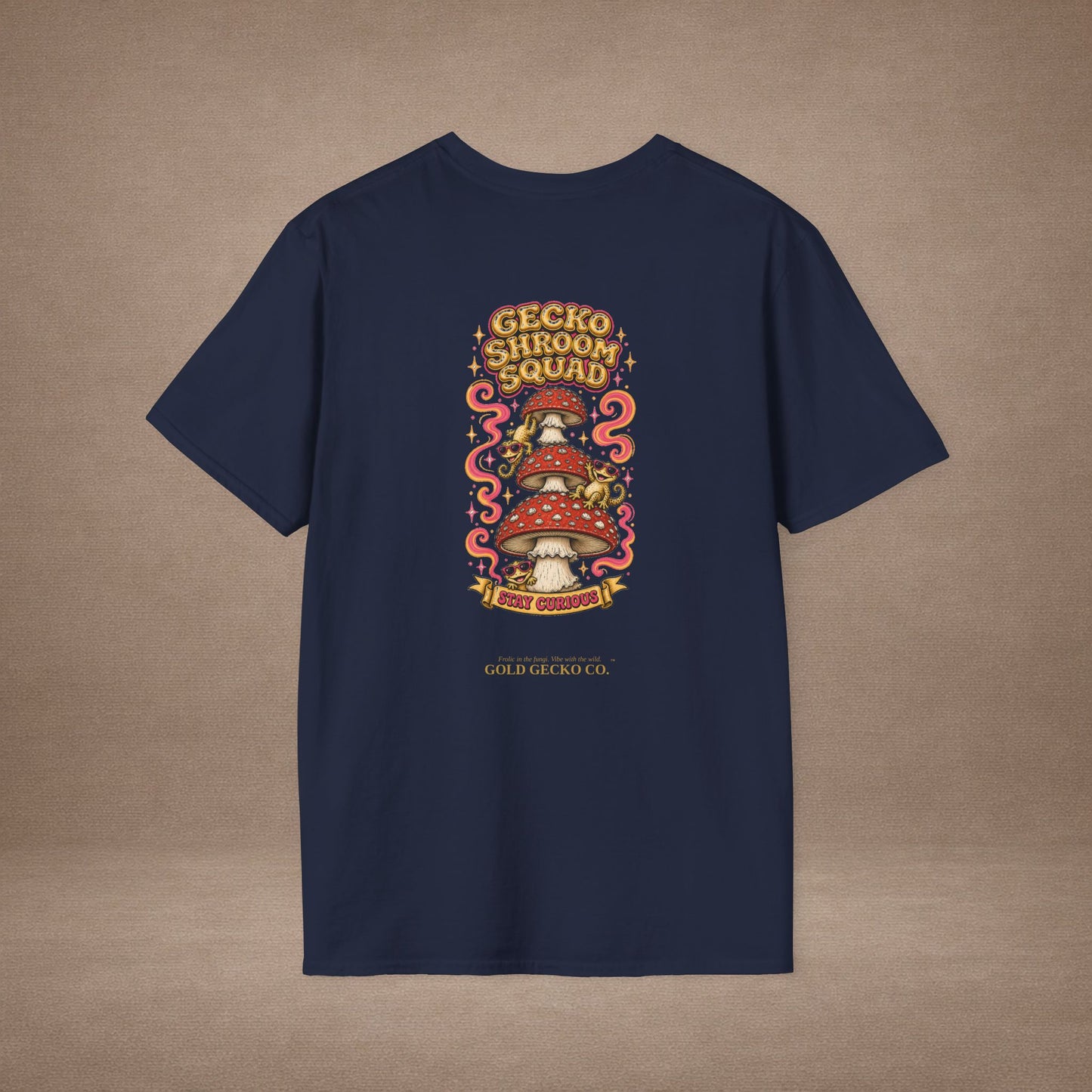 Shroomin' Around cottagecore mushroom & gecko t-shirt — Gold Gecko Co.