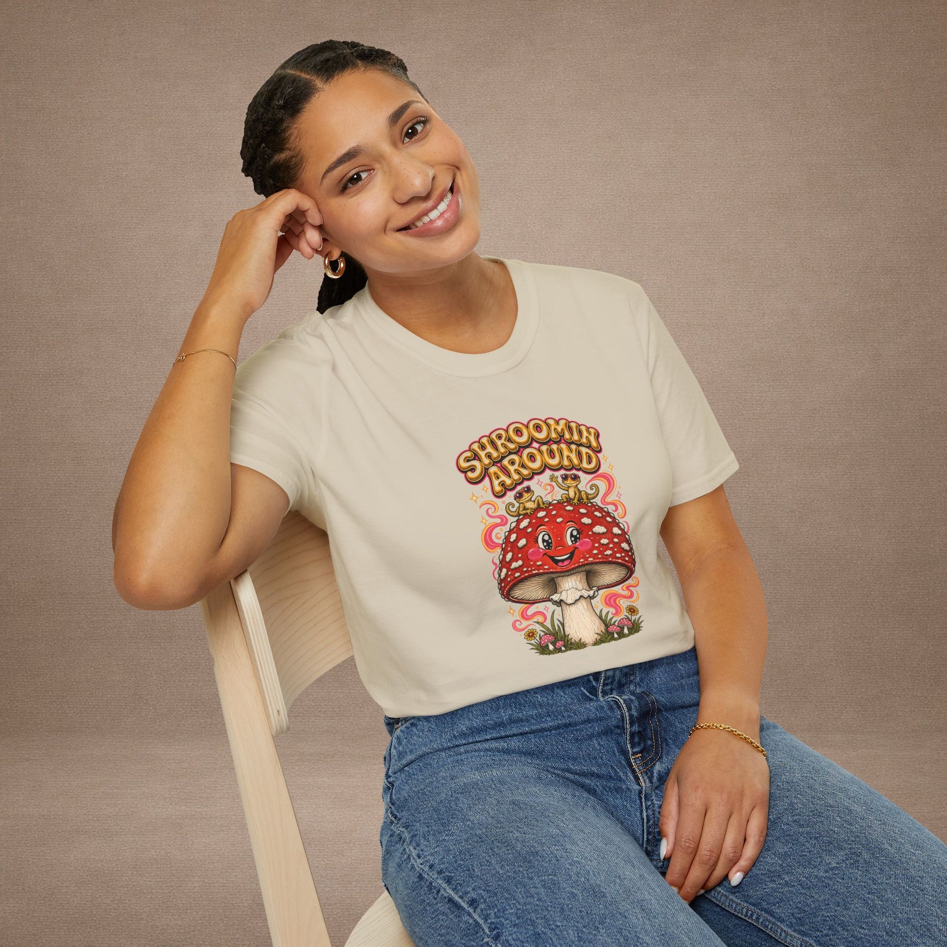 Shroomin' Around cottagecore mushroom & gecko t-shirt — Gold Gecko Co.