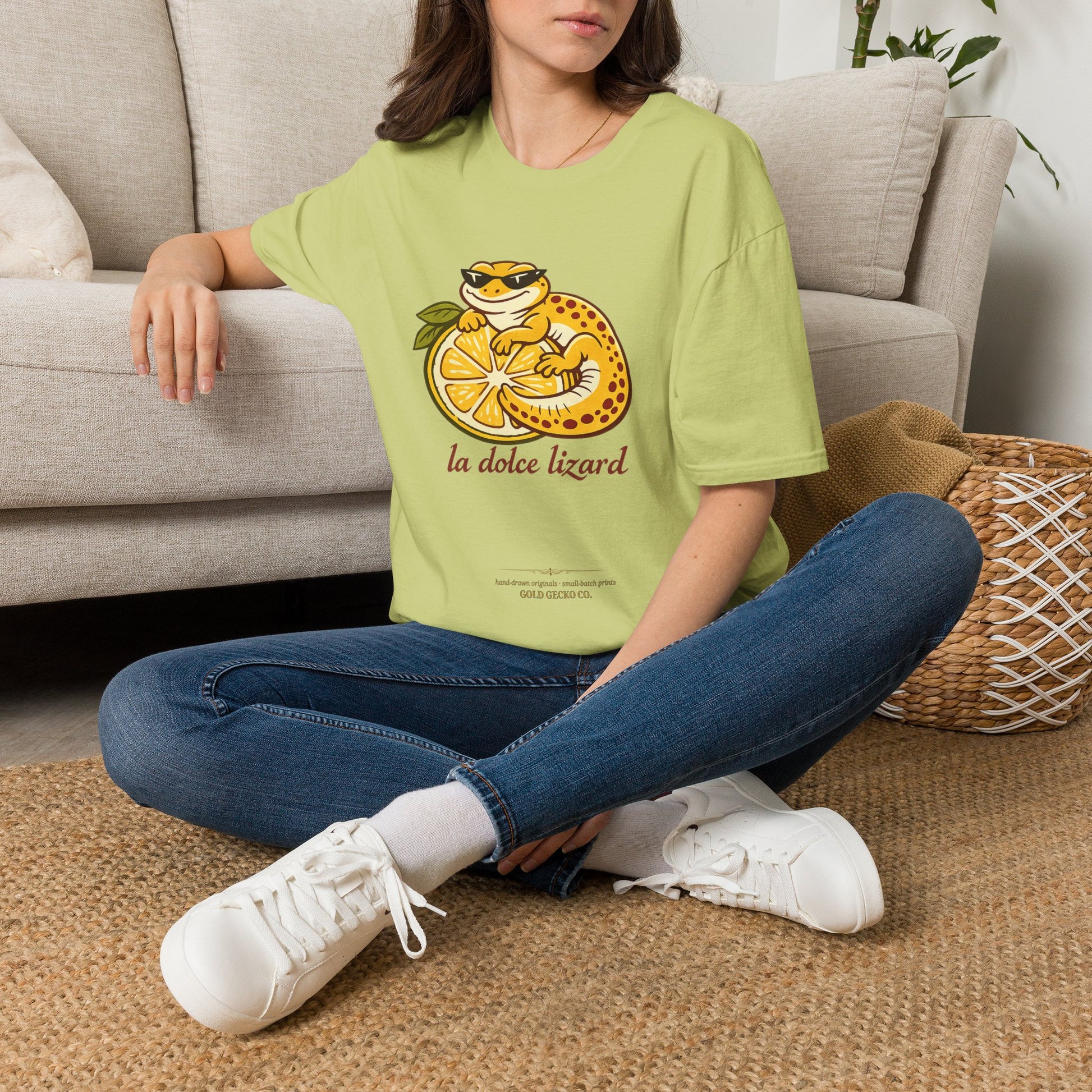 La Dolce Lizard Amalfi lemons Italian graphic t-shirt — Gold Gecko Co.