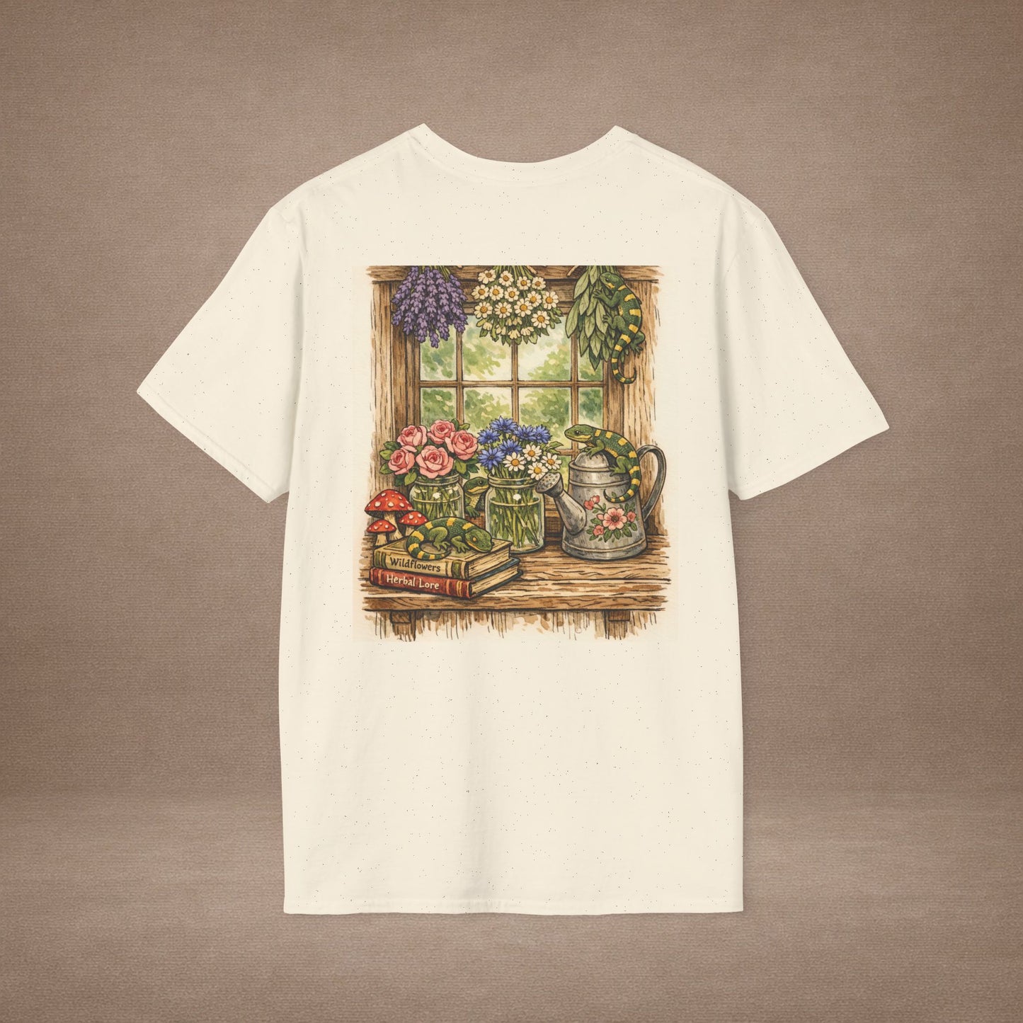Cottage Windowsill cottagecore gecko t-shirt · Garden Gecko · Gold Gecko Co.