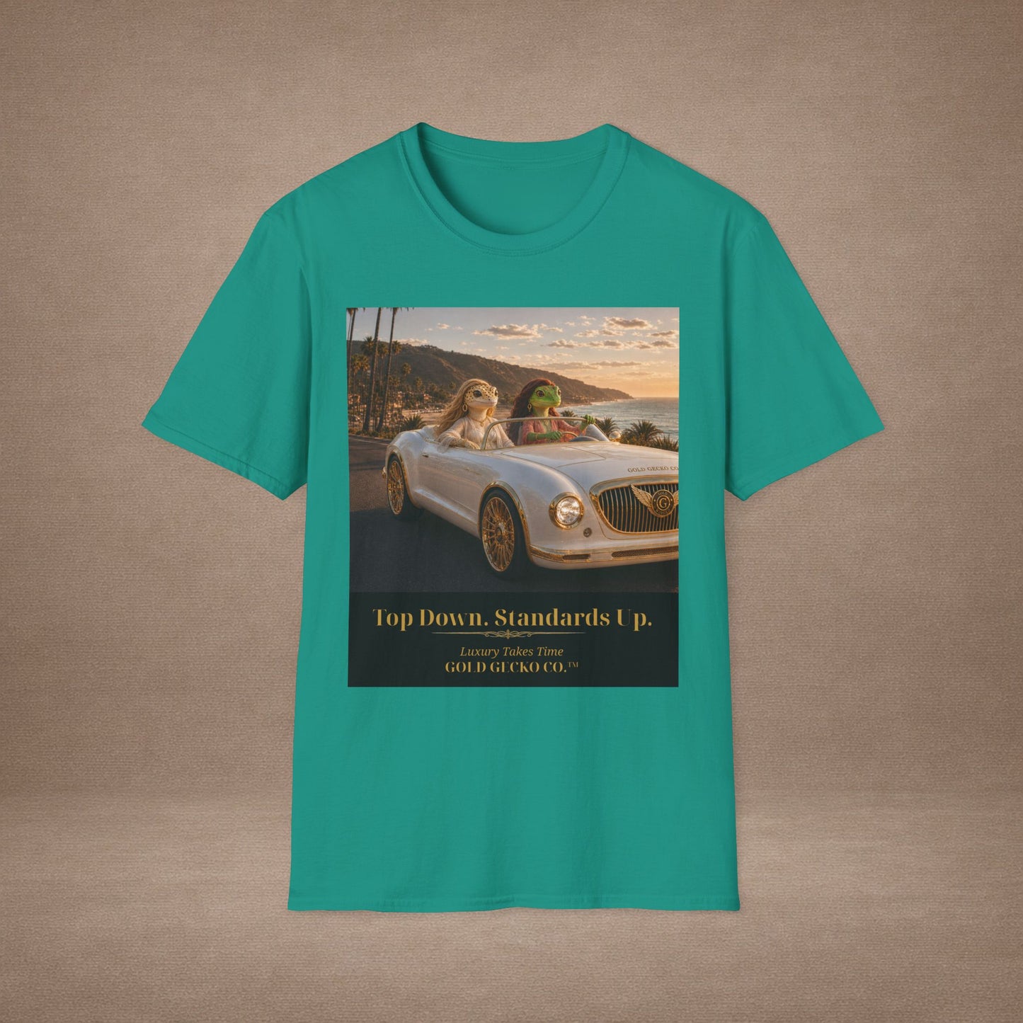 Col1142-05-V5-TS-Gildan64000-TopDownStandardsUp-RollsConvertible-MultiGecko-Realistic-GoldGeckoCo