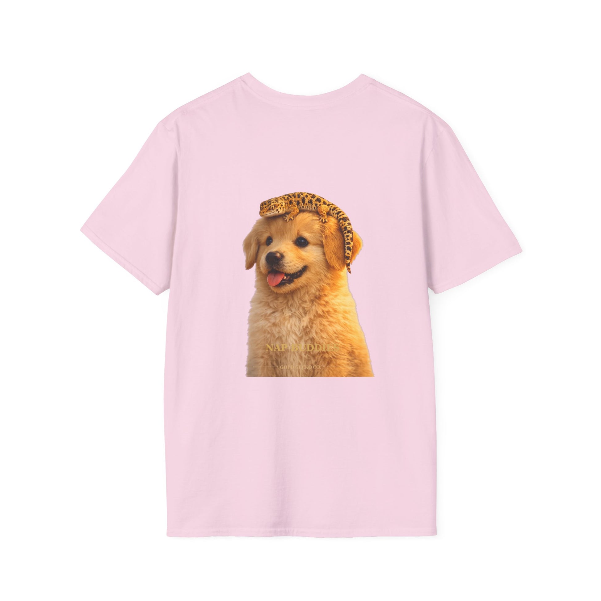 Golden Retriever — Nap Buddies — cinematic photoreal portraits of beloved dog breeds paired w. Gold Gecko Co. Puppies & Geckos collection.