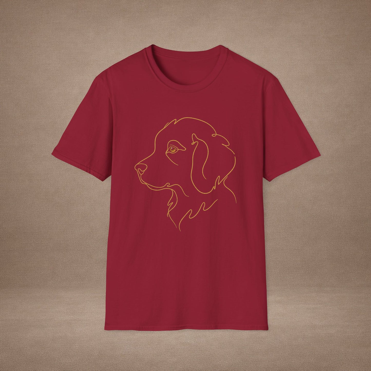 Topaz Golden Retriever single-line art with topaz gold gem eye — Gold Gecko Co. Line & Gold collection (Dark)