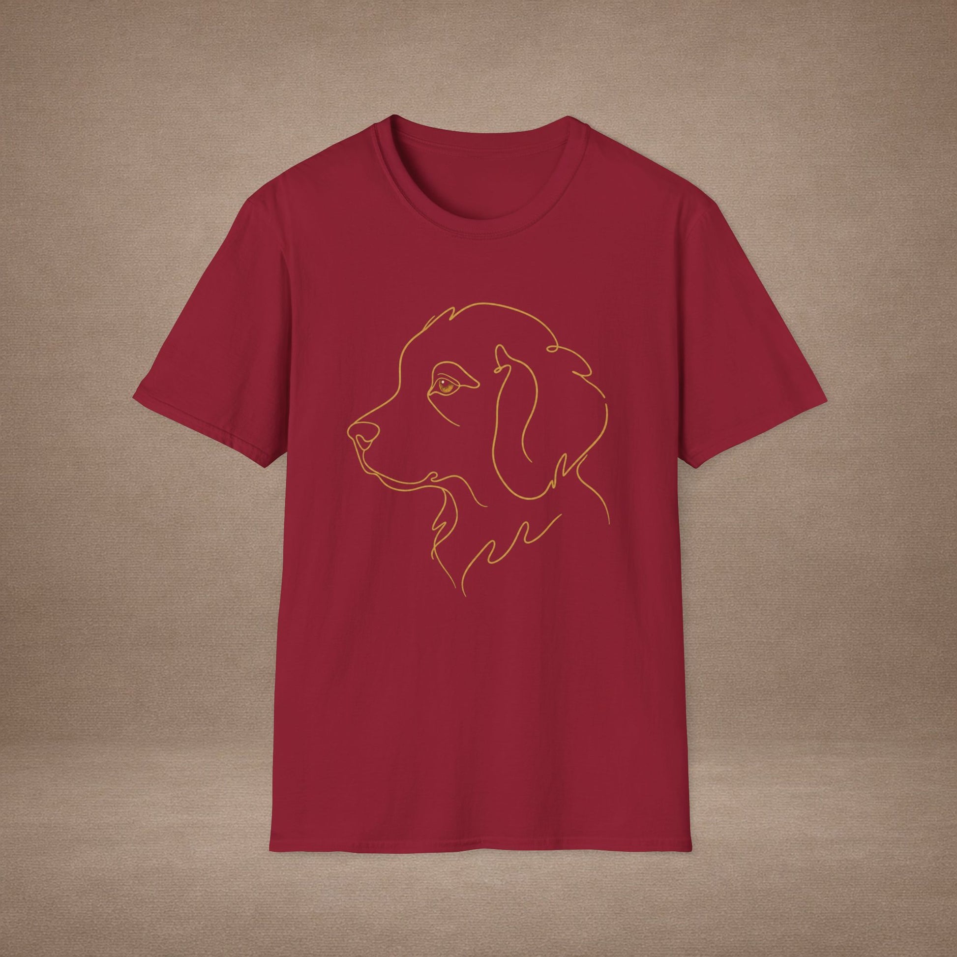 Topaz Golden Retriever single-line art with topaz gold gem eye — Gold Gecko Co. Line & Gold collection (Dark)