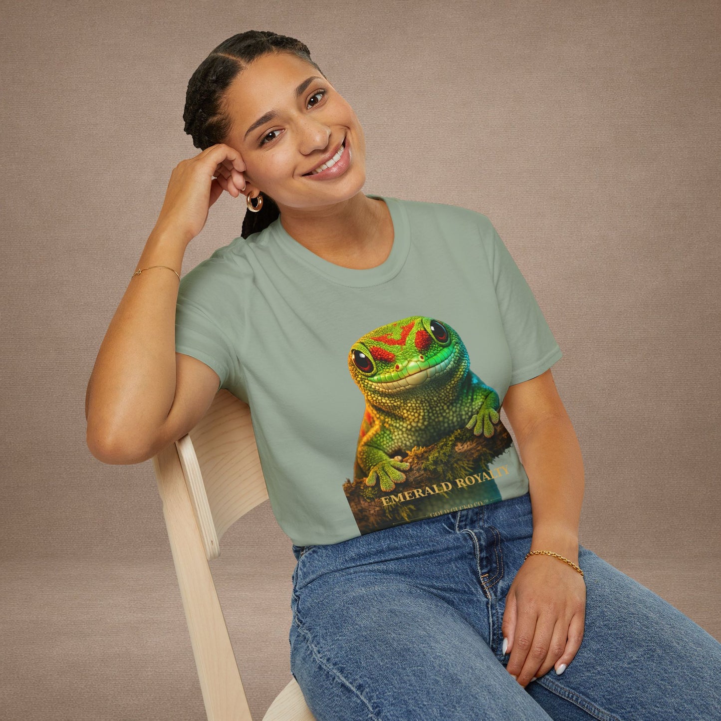 Day Gecko — Emerald Royalty — photoreal reptile portraits — the ultimate herp appreciation. Gold Gecko Co. Reptile Roll Call collection.
