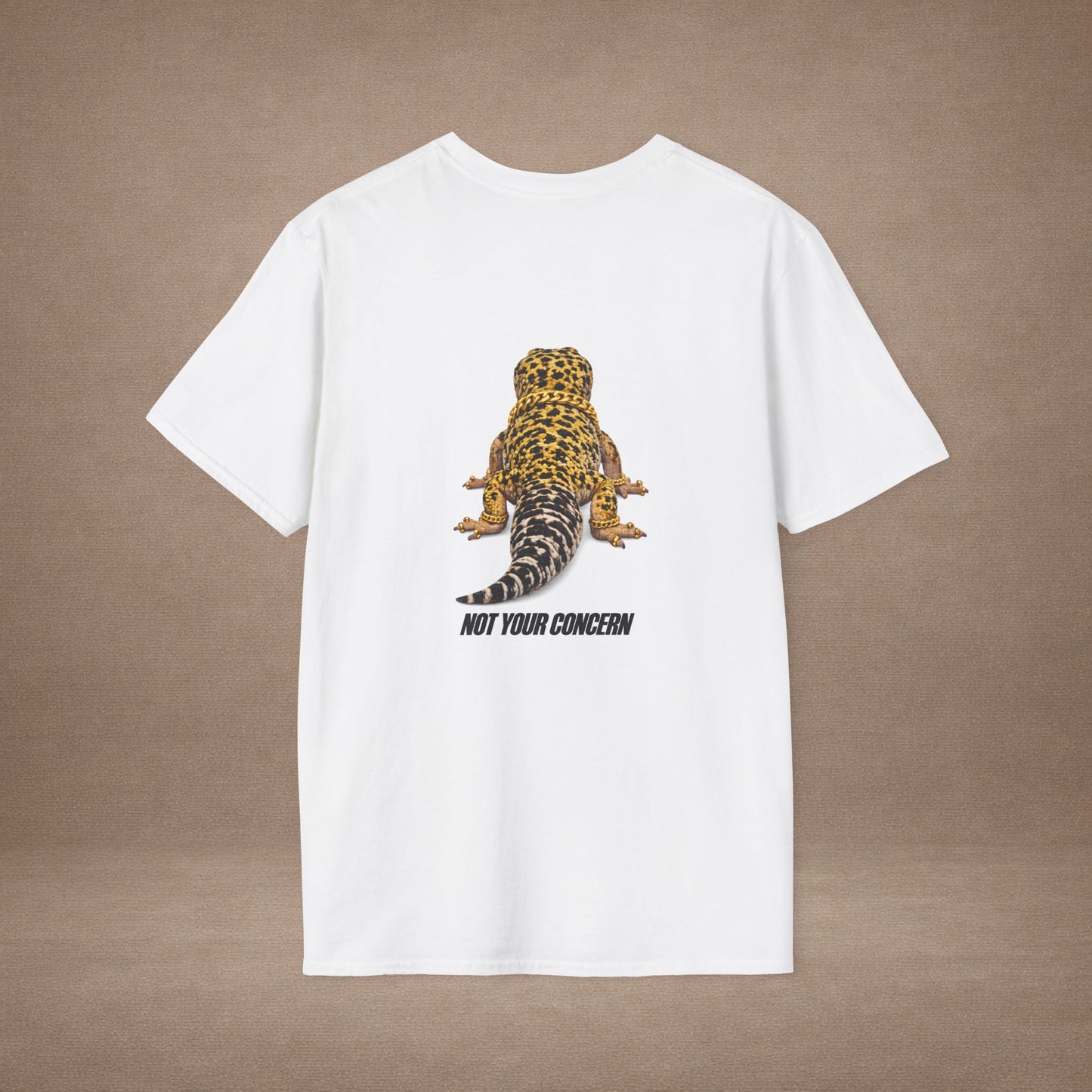 DESIGN #4- bl - Not Your Concern — Leopard Gecko Tee black lettering