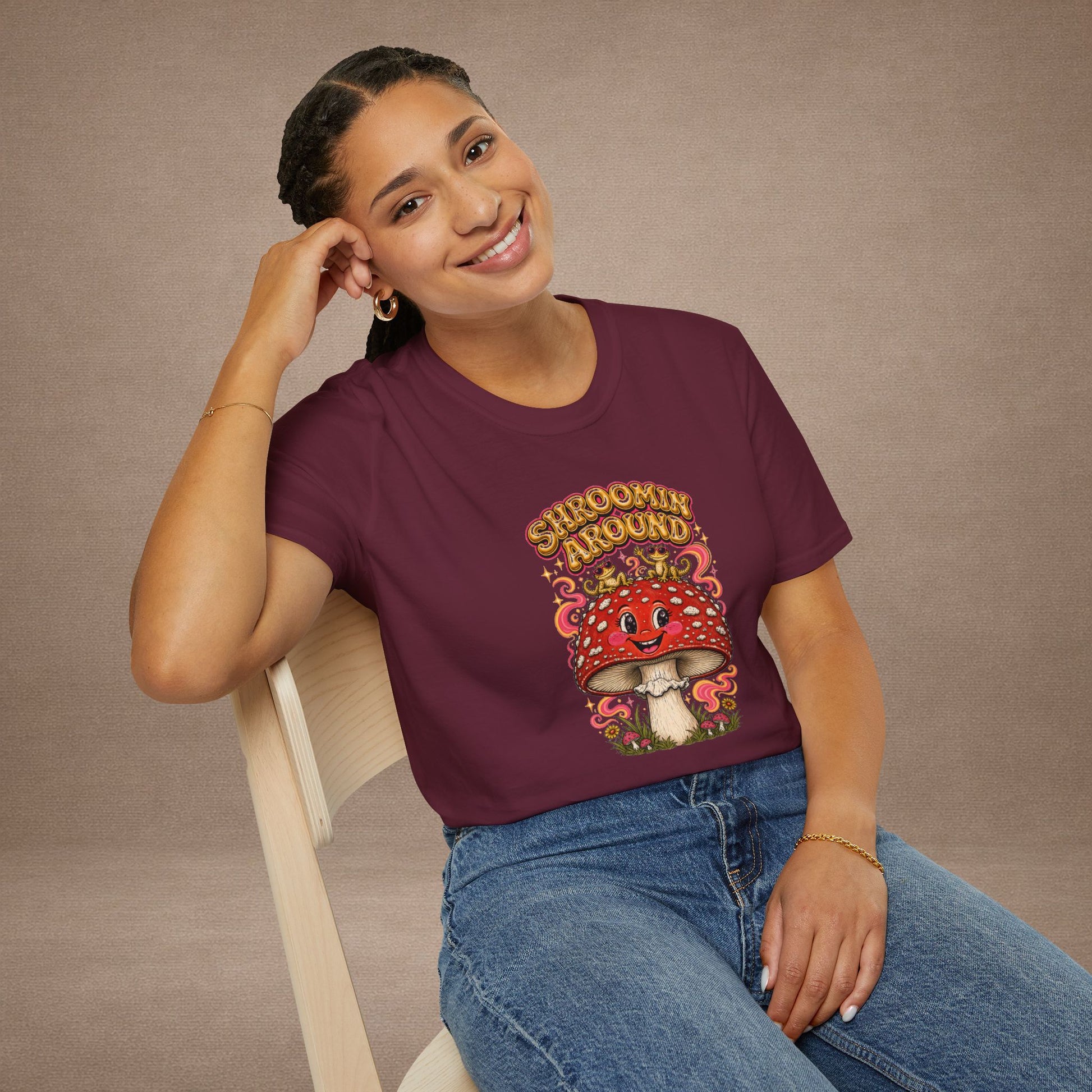 Shroomin' Around cottagecore mushroom & gecko t-shirt — Gold Gecko Co.