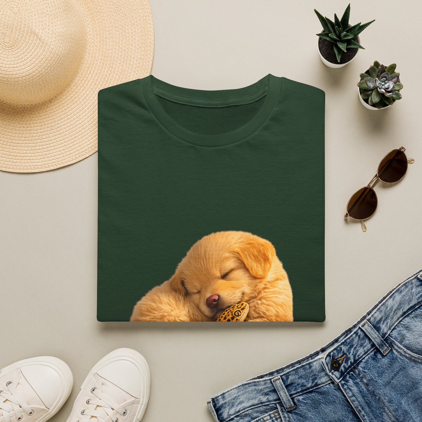 Golden Retriever — Nap Buddies — cinematic photoreal portraits of beloved dog breeds paired w. Gold Gecko Co. Puppies & Geckos collection.