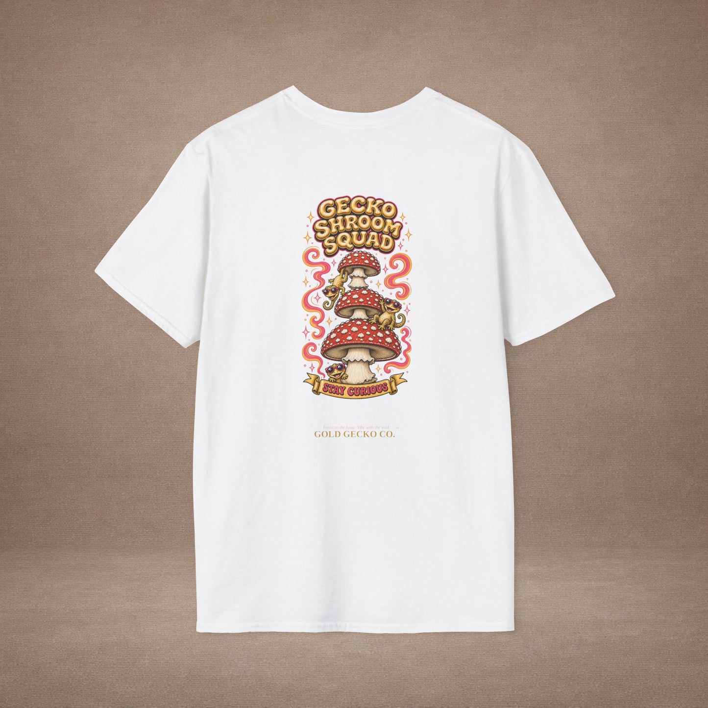 Shroomin' Around cottagecore mushroom & gecko t-shirt — Gold Gecko Co.