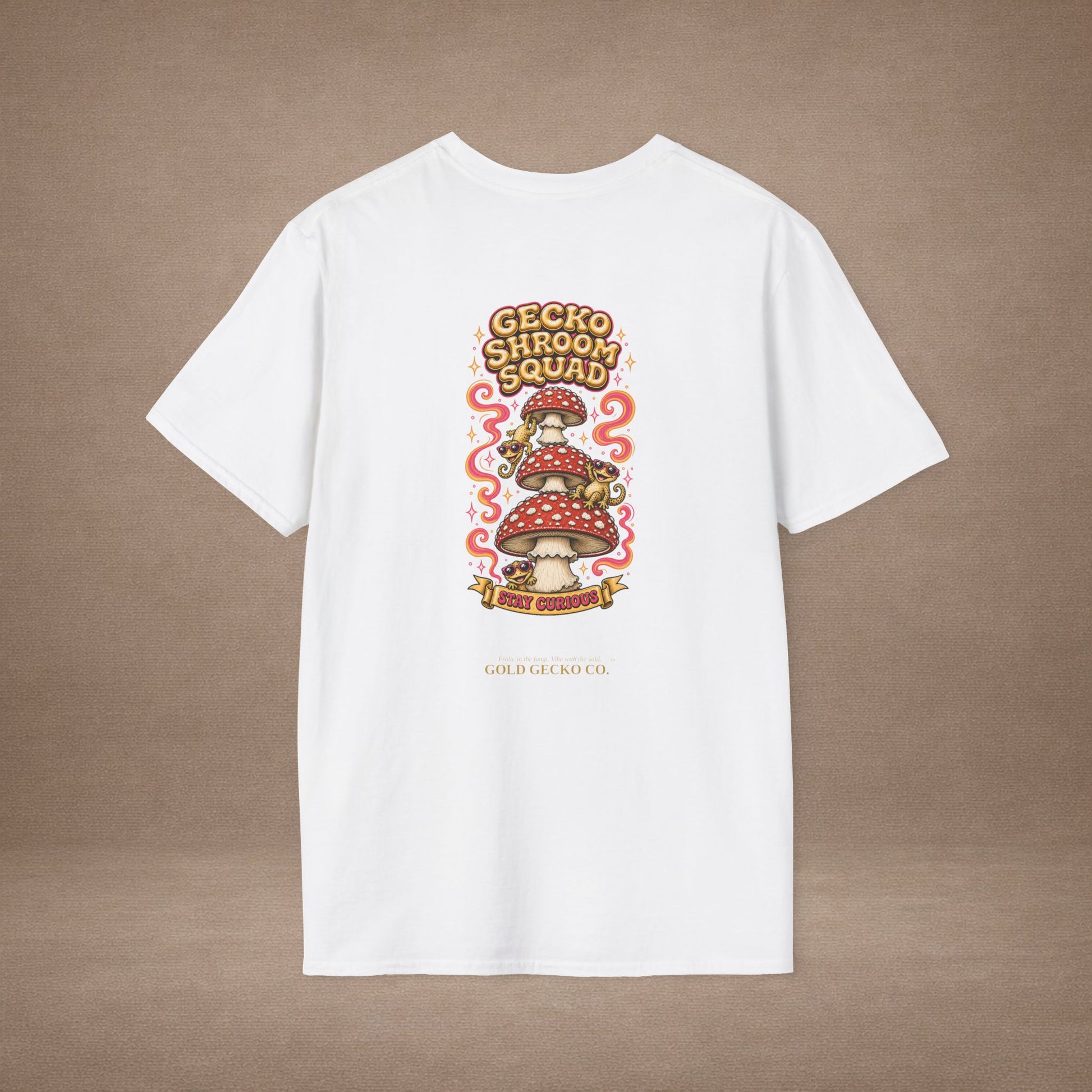Shroomin' Around cottagecore mushroom & gecko t-shirt — Gold Gecko Co.