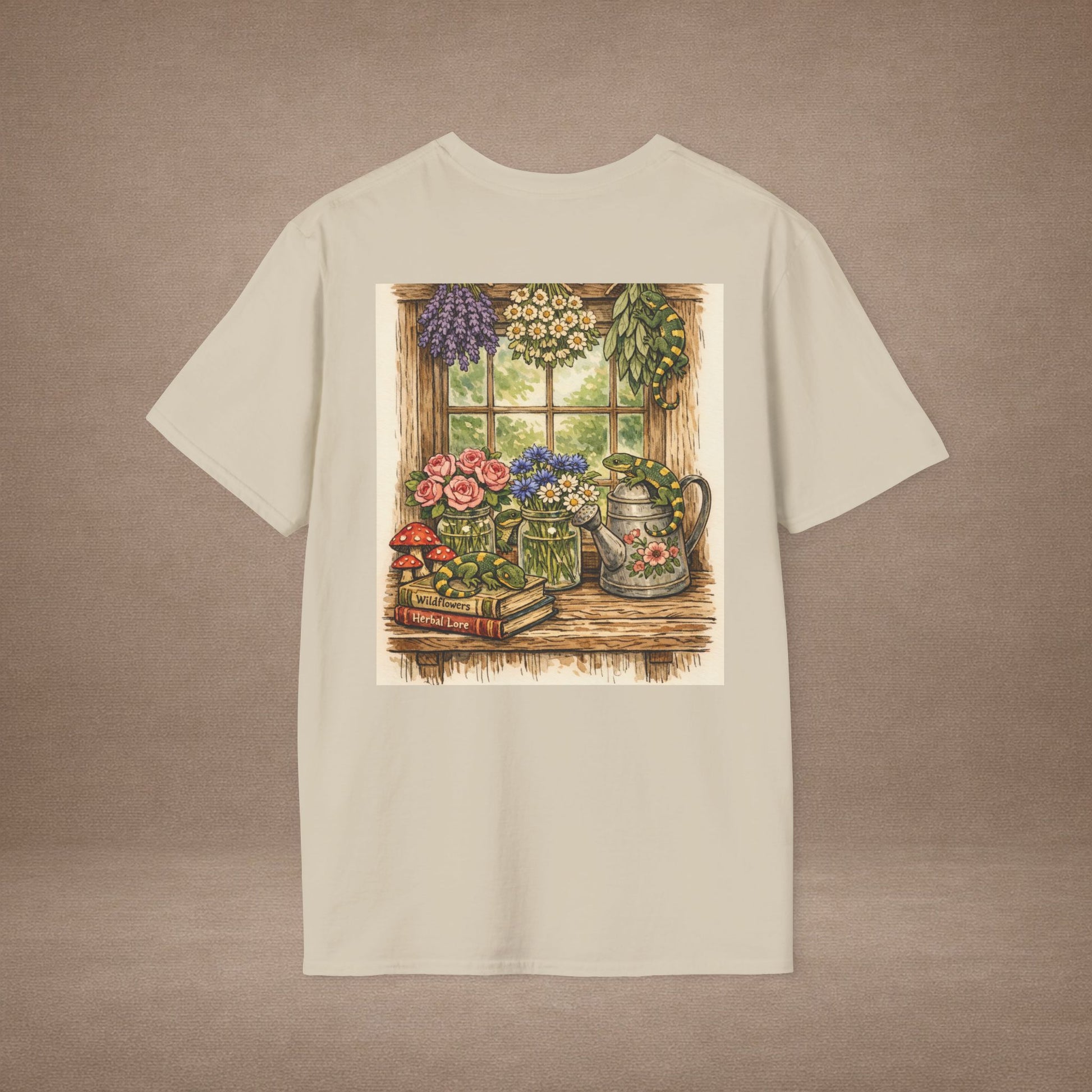 Cottage Windowsill cottagecore gecko t-shirt · Garden Gecko · Gold Gecko Co.