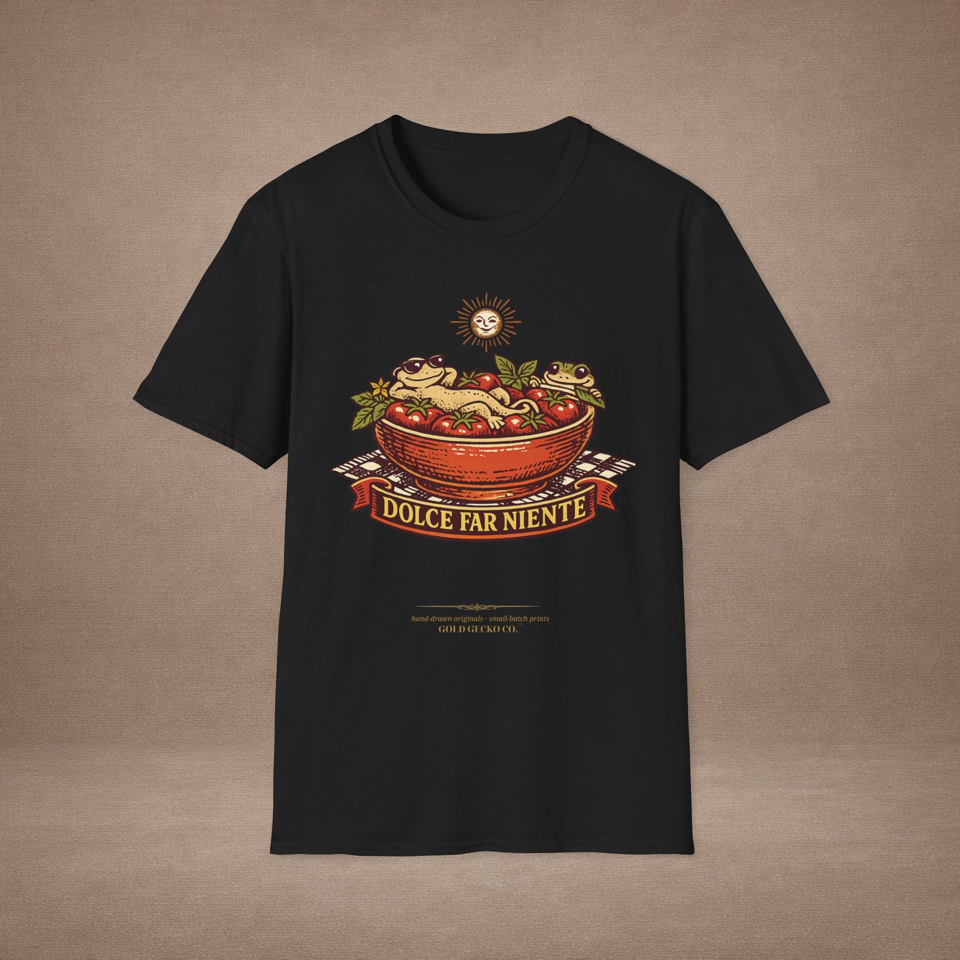 Pomodoro Dolce Italian tomato & basil graphic t-shirt — Gold Gecko Co.