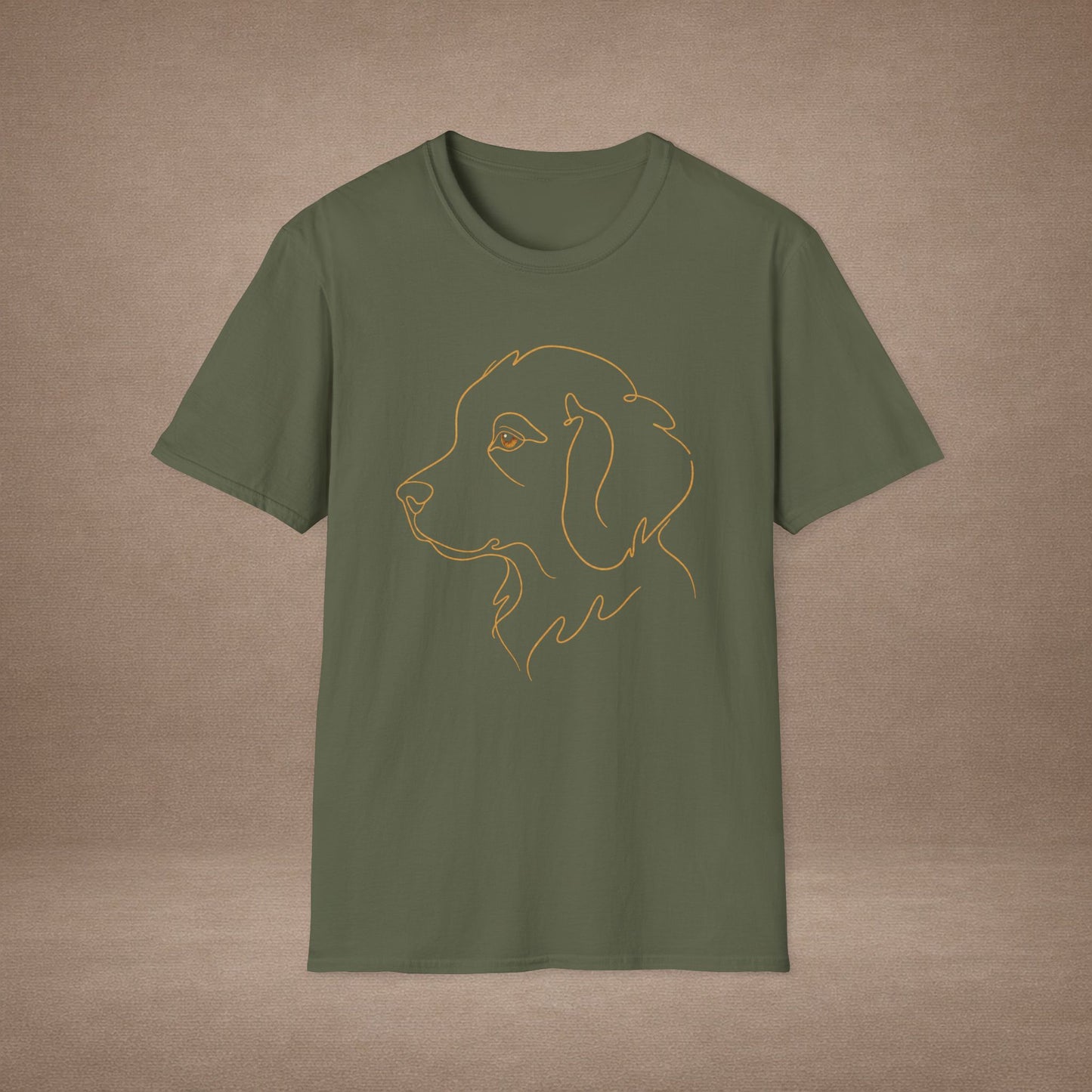 Topaz Golden Retriever single-line art with topaz gold gem eye — Gold Gecko Co. Line & Gold collection (Dark)