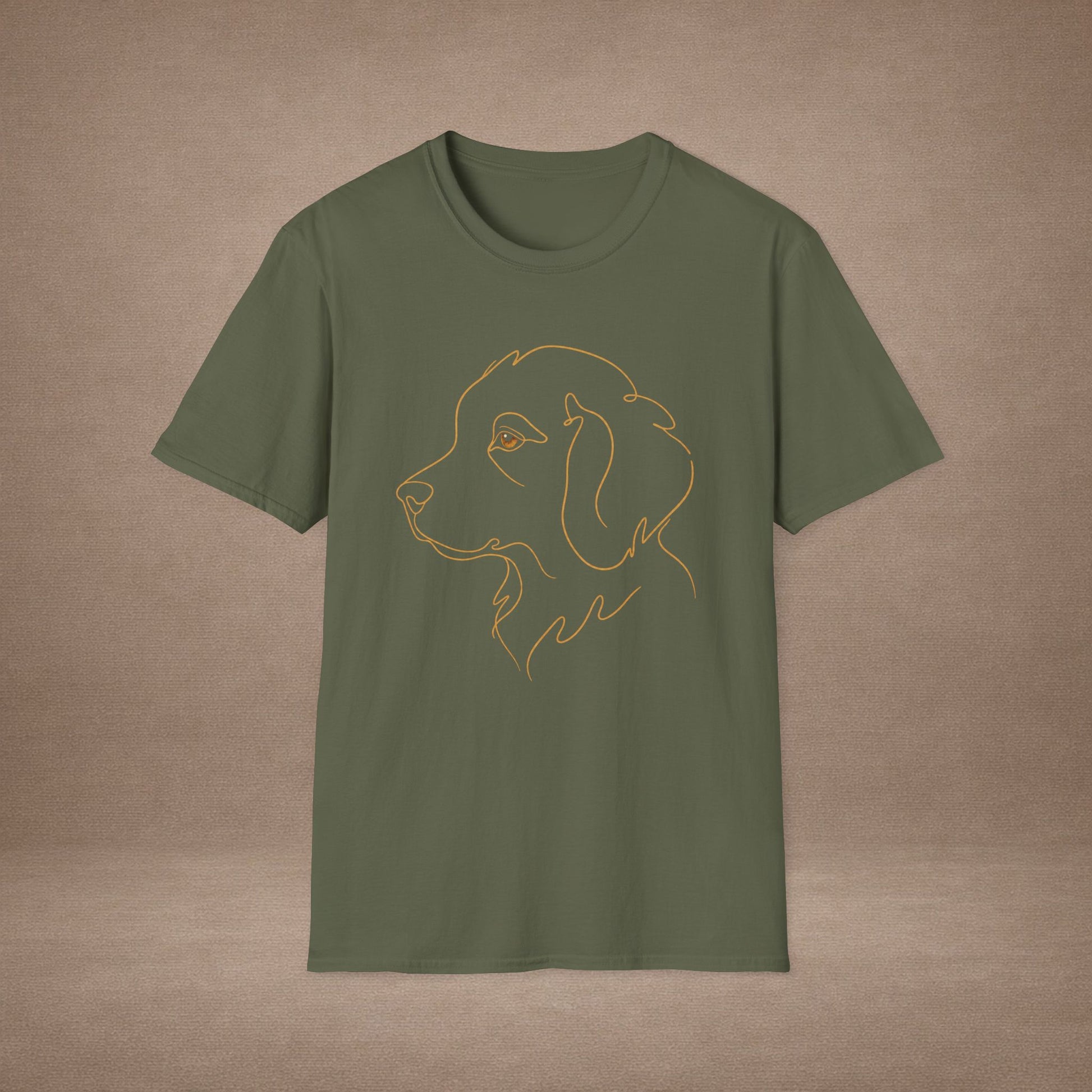 Topaz Golden Retriever single-line art with topaz gold gem eye — Gold Gecko Co. Line & Gold collection (Dark)