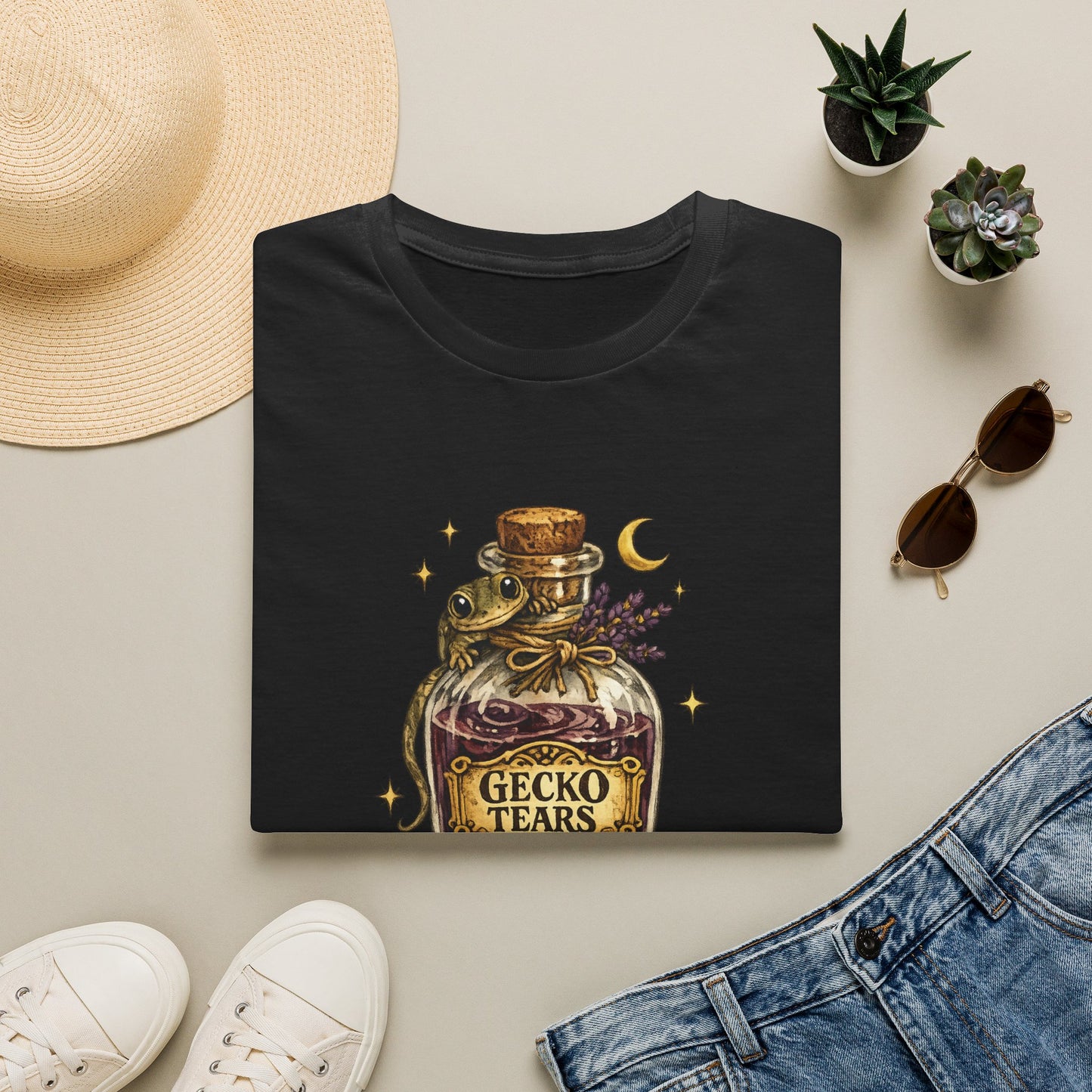 Gecko Tears apothecary witchy t-shirt · Moon Phase Coven · Gold Gecko Co.