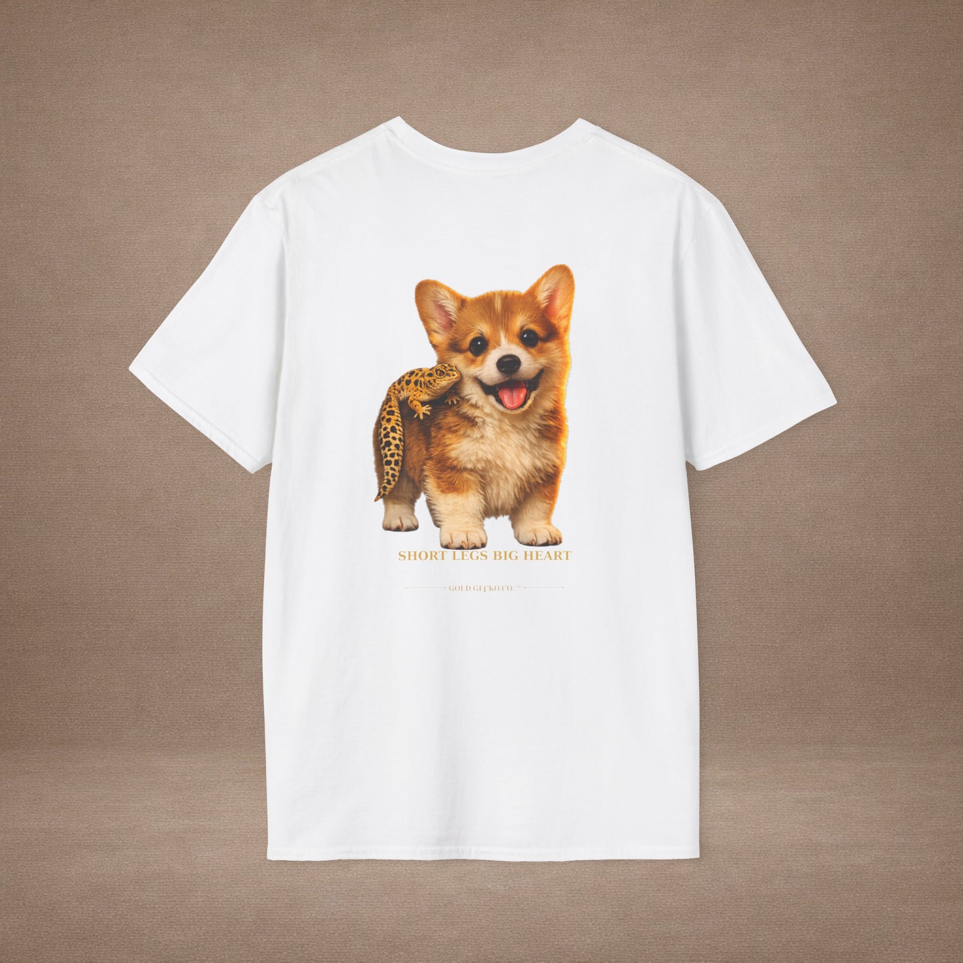 Corgi — Short Legs Big Heart — cinematic photoreal portraits of beloved dog breeds paired w. Gold Gecko Co. Puppies & Geckos collection.
