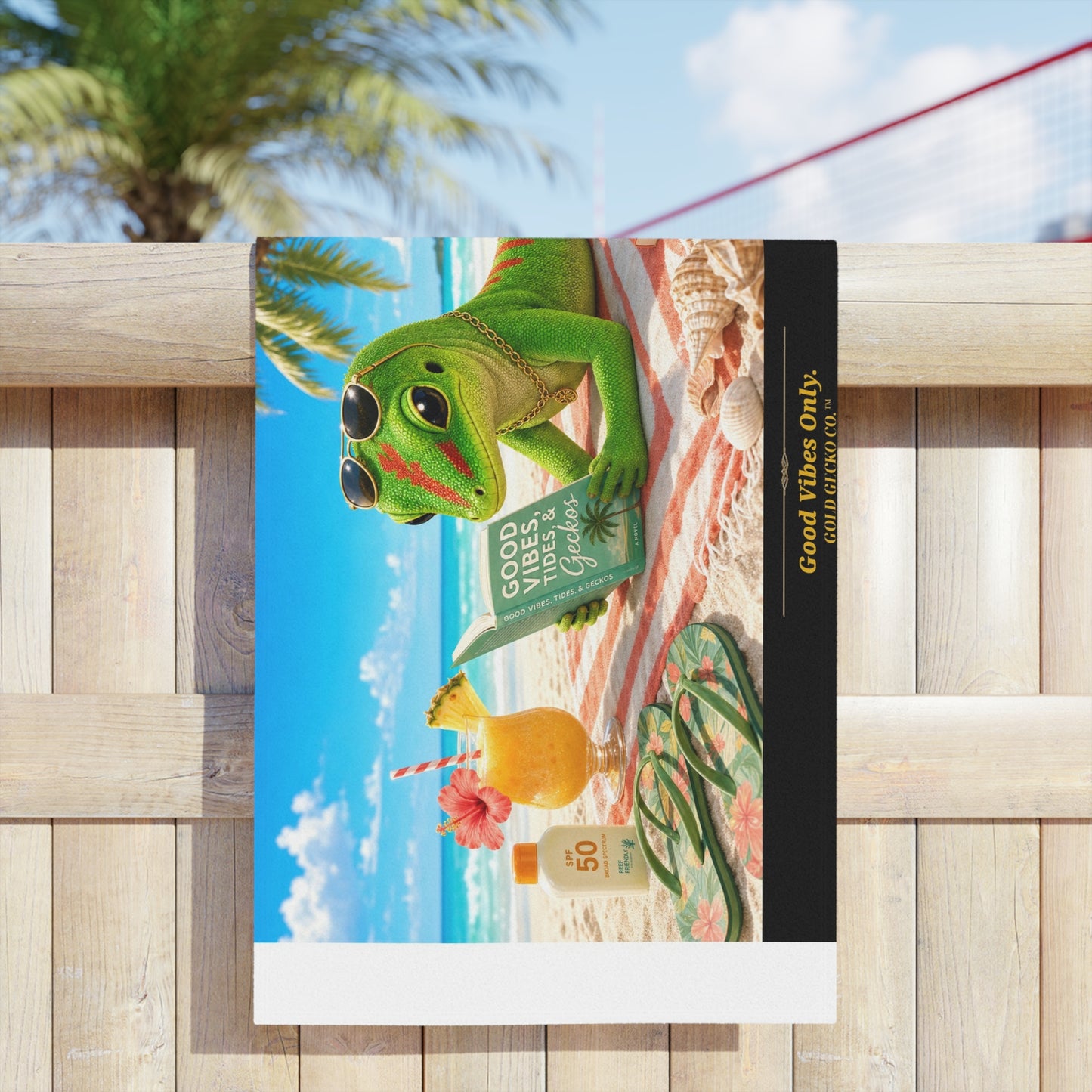 Col101-3-V1-BT-PrimaPrint-GoodVibesOnly-BeachReading-DayGecko-Illustrated-GoldGeckoCo