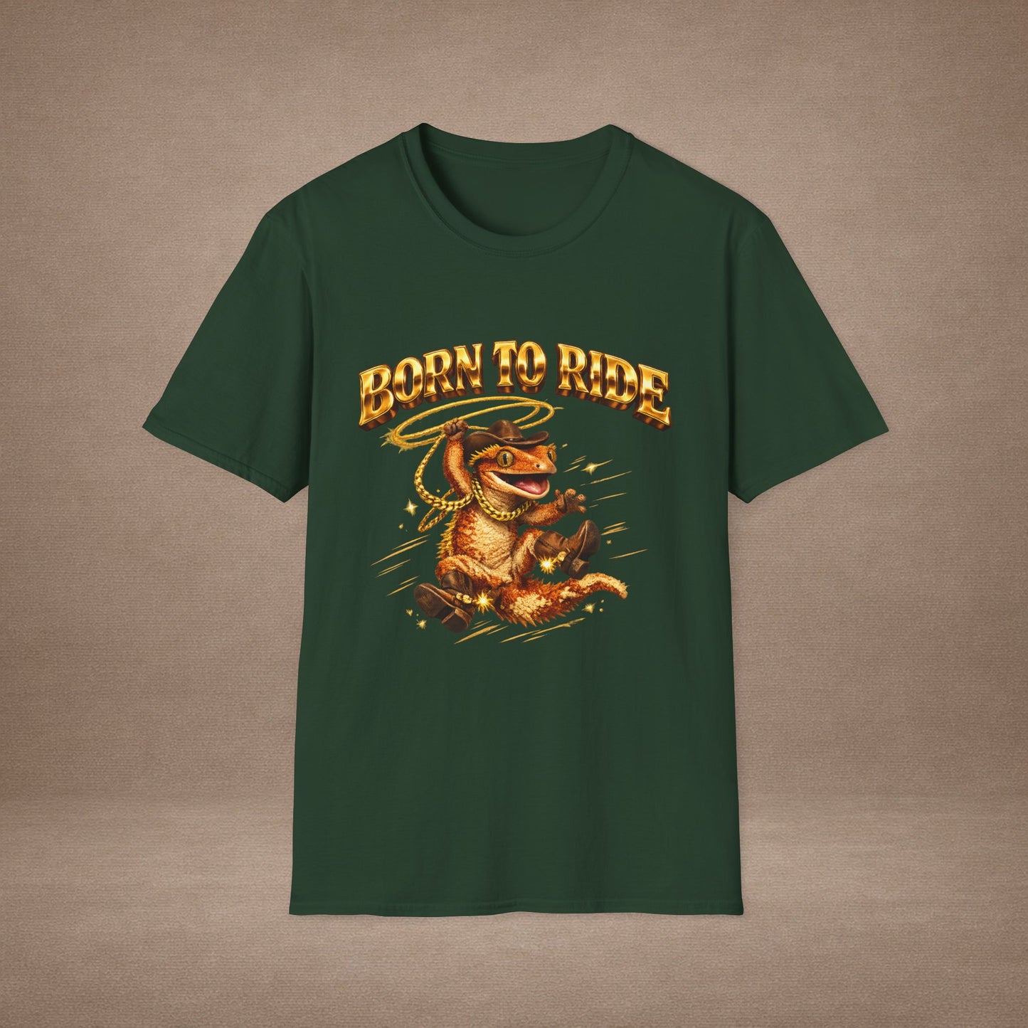 DESIGN #09-35 Born to Ride — Rodeo Gecko Tee (Front & Back)