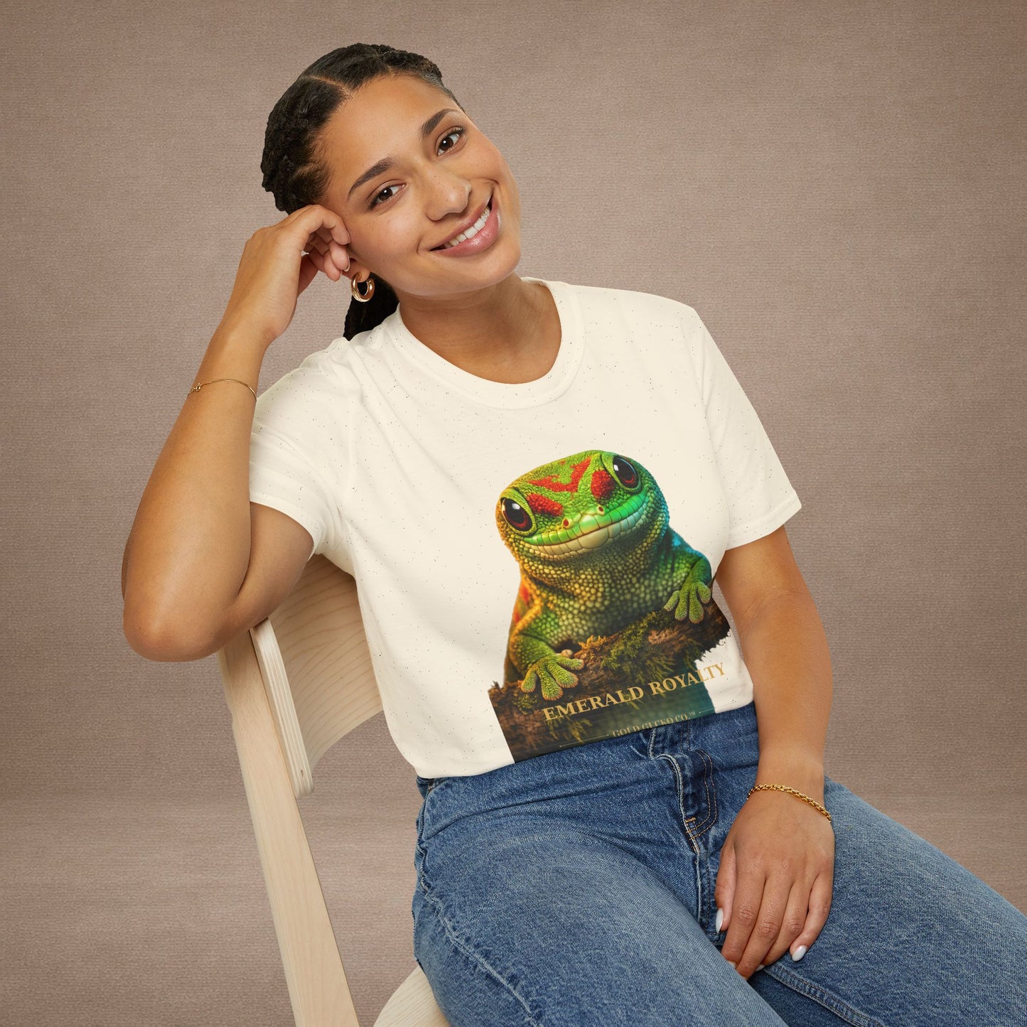 Day Gecko — Emerald Royalty — photoreal reptile portraits — the ultimate herp appreciation. Gold Gecko Co. Reptile Roll Call collection.