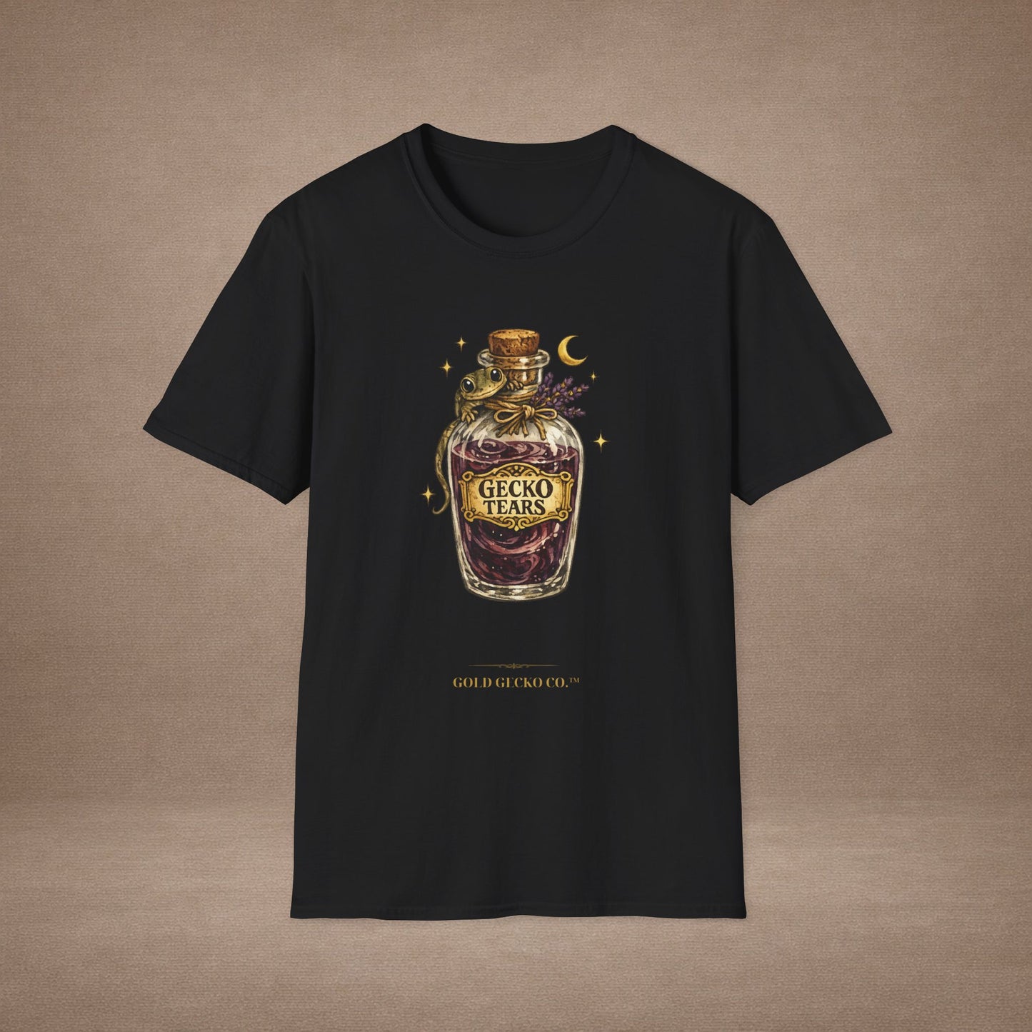 Gecko Tears apothecary witchy t-shirt · Moon Phase Coven · Gold Gecko Co.