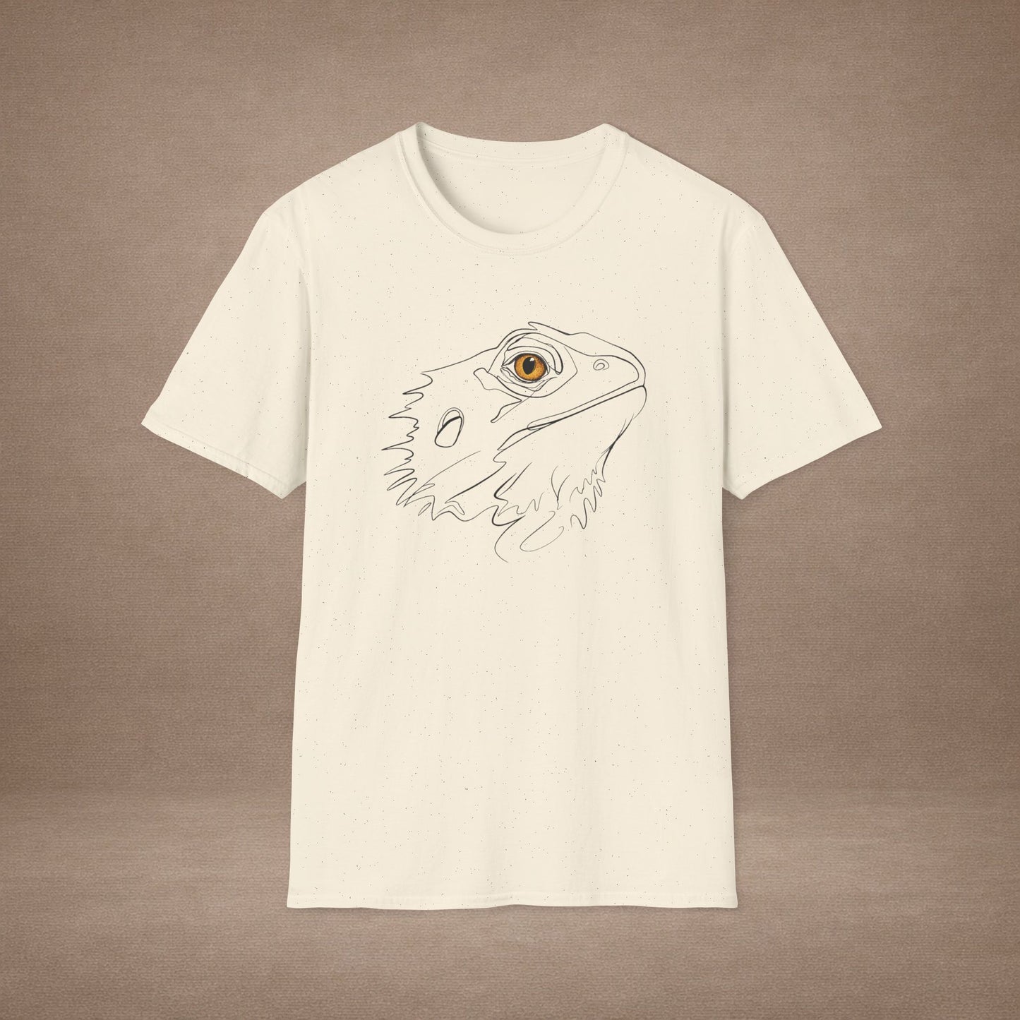 Amber Bearded Dragon single-line art with amber gold gem eye — Gold Gecko Co. Line & Gold collection (Light)