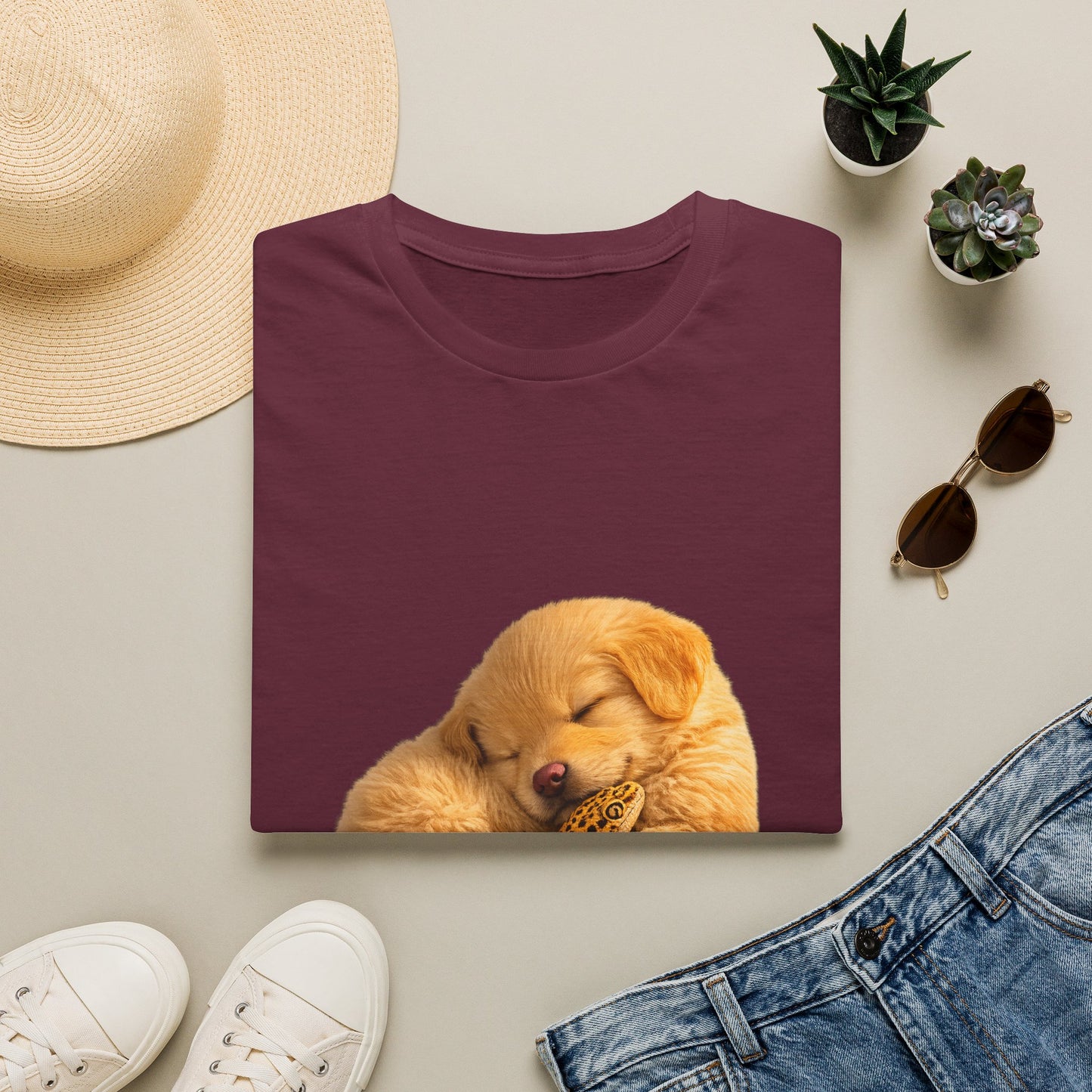 Golden Retriever — Nap Buddies — cinematic photoreal portraits of beloved dog breeds paired w. Gold Gecko Co. Puppies & Geckos collection.
