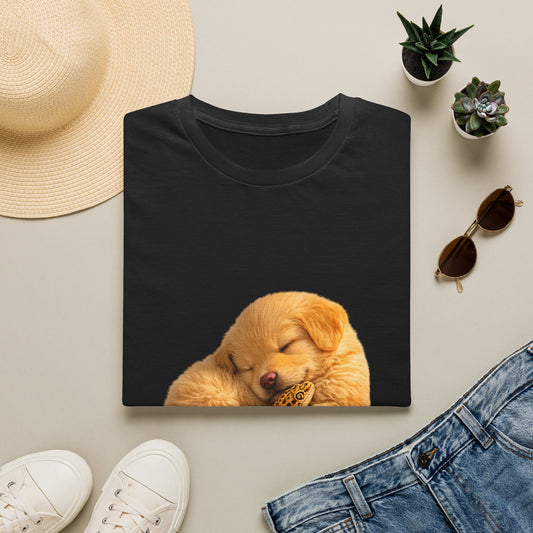 Golden Retriever — Nap Buddies — cinematic photoreal portraits of beloved dog breeds paired w. Gold Gecko Co. Puppies & Geckos collection.