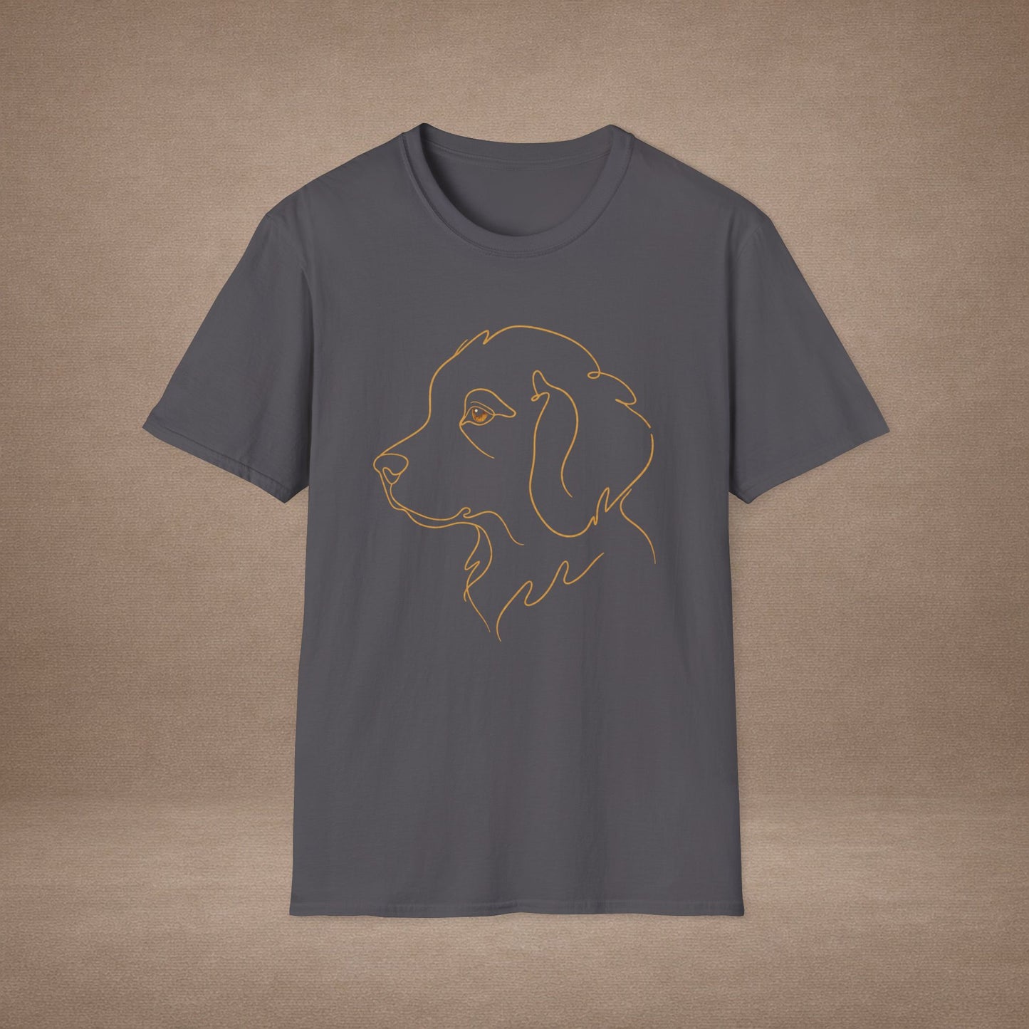 Topaz Golden Retriever single-line art with topaz gold gem eye — Gold Gecko Co. Line & Gold collection (Dark)
