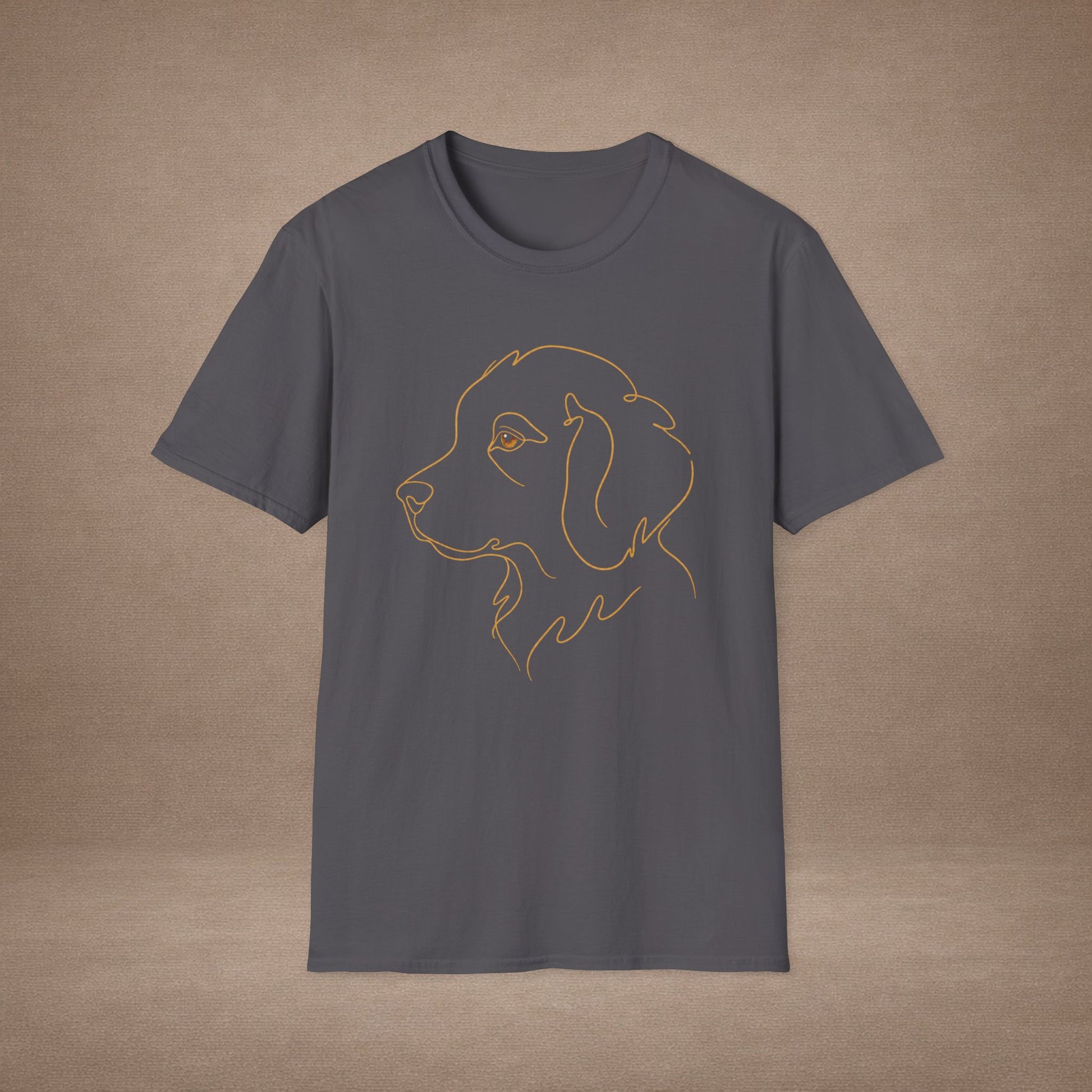 Topaz Golden Retriever single-line art with topaz gold gem eye — Gold Gecko Co. Line & Gold collection (Dark)