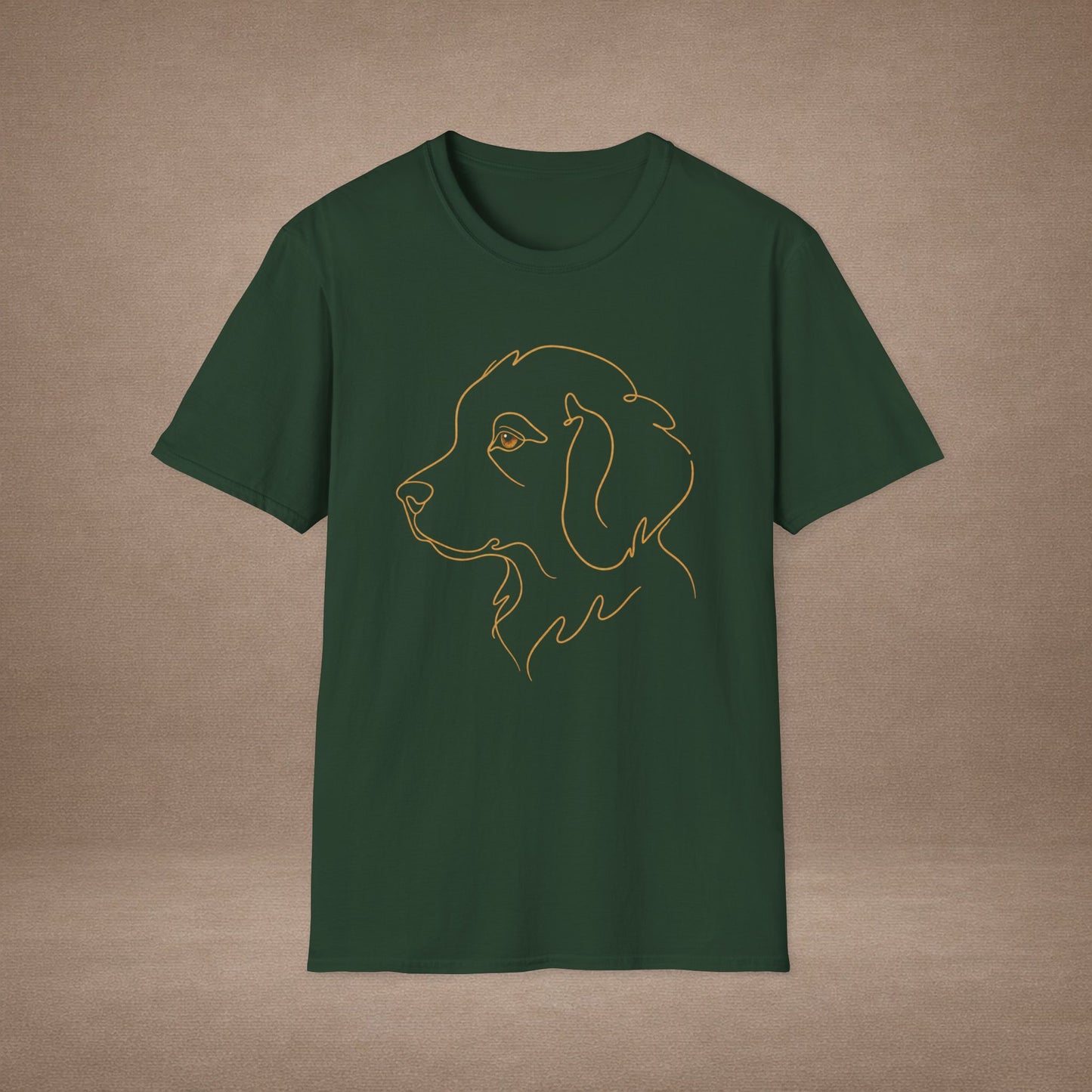 Topaz Golden Retriever single-line art with topaz gold gem eye — Gold Gecko Co. Line & Gold collection (Dark)