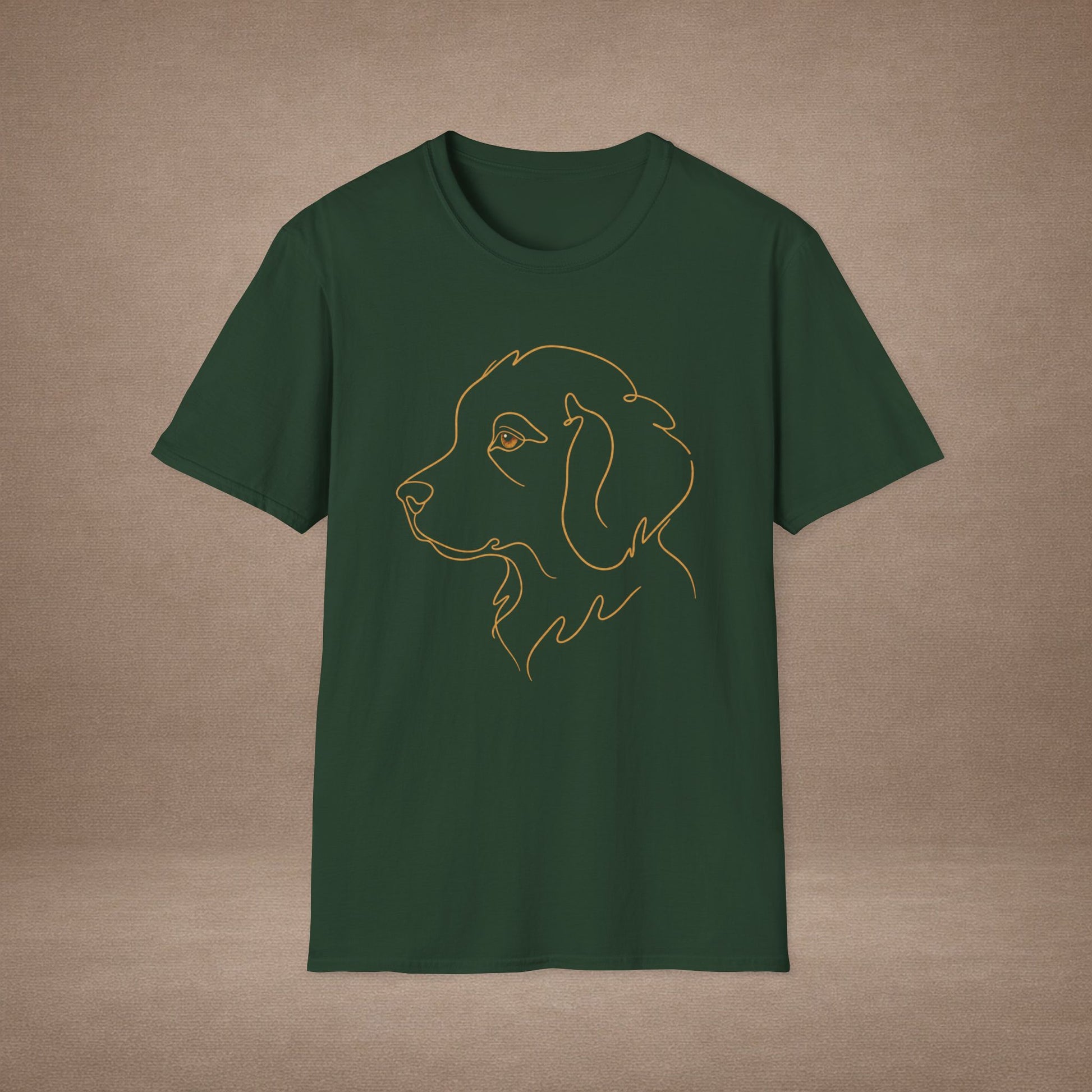 Topaz Golden Retriever single-line art with topaz gold gem eye — Gold Gecko Co. Line & Gold collection (Dark)
