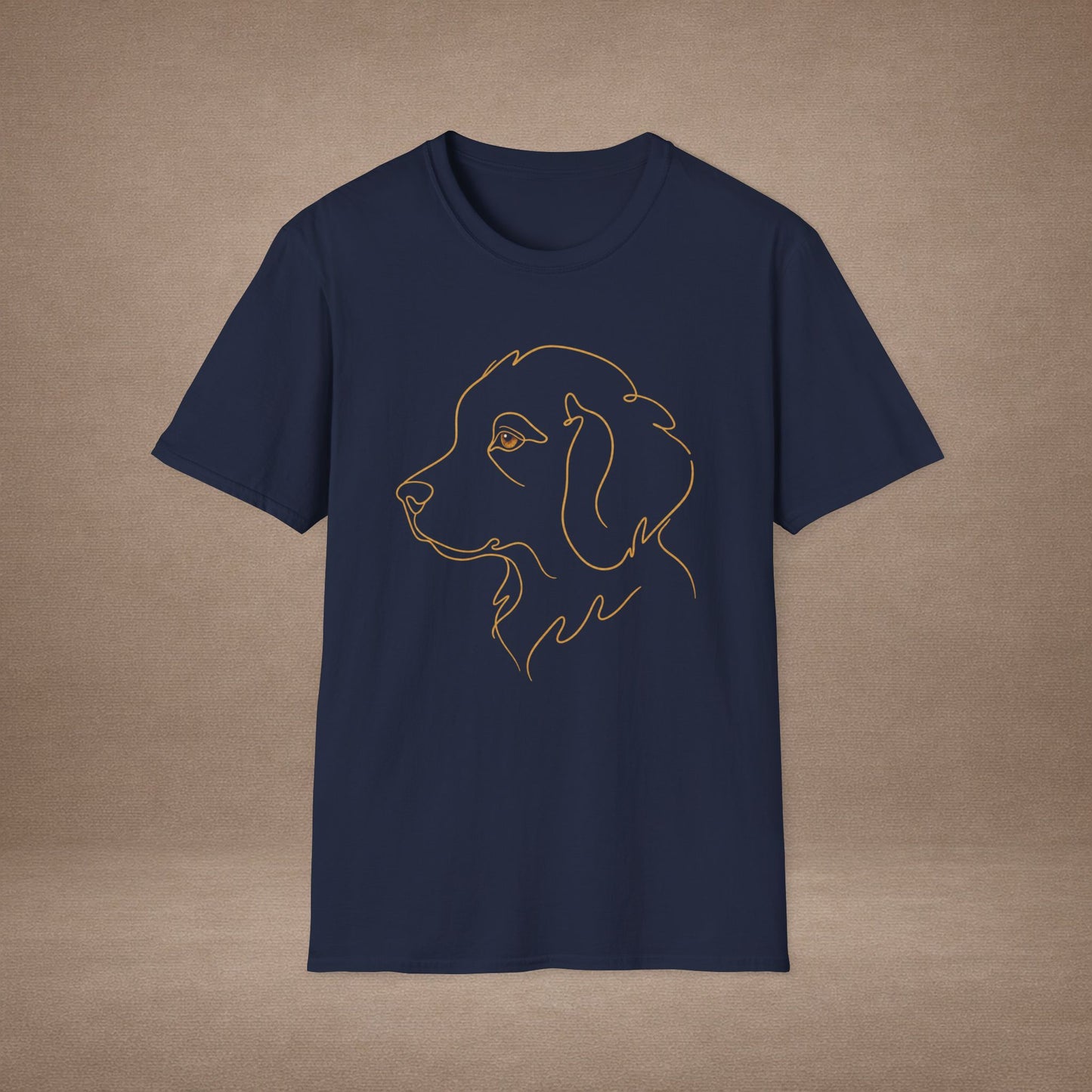 Topaz Golden Retriever single-line art with topaz gold gem eye — Gold Gecko Co. Line & Gold collection (Dark)