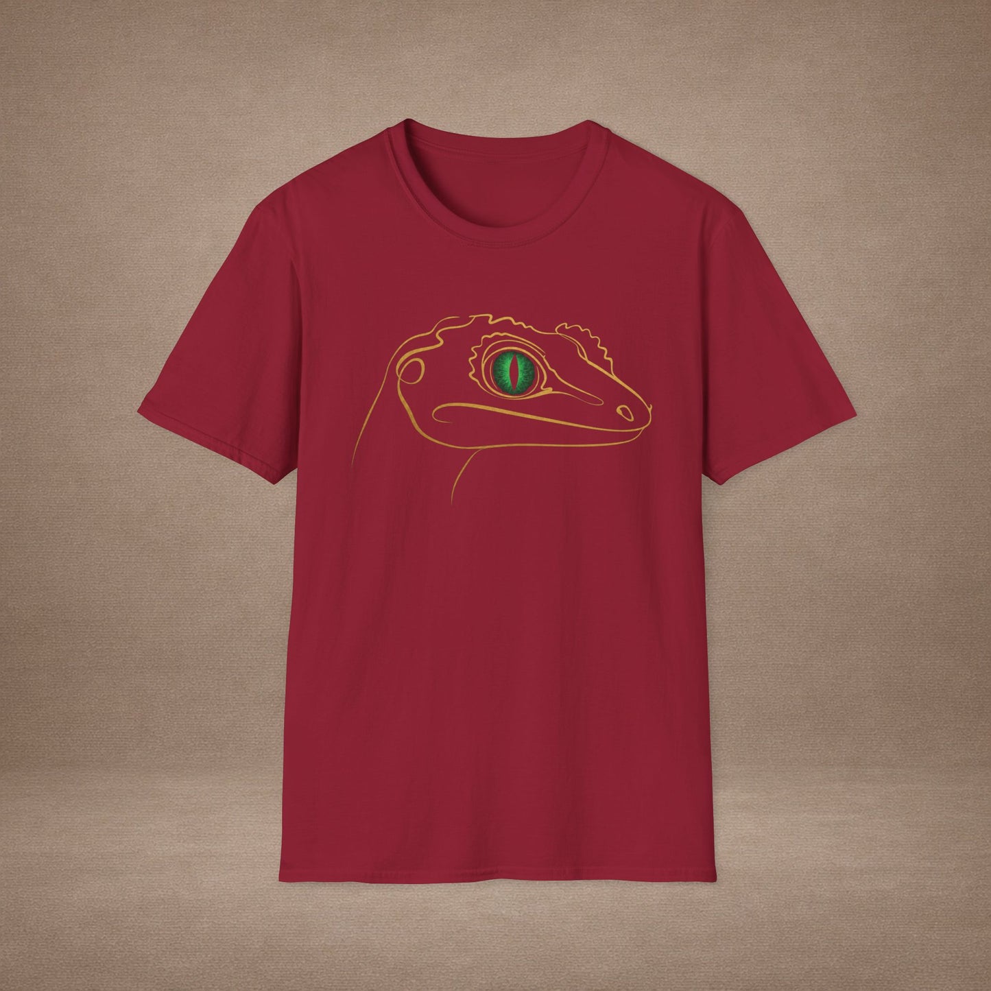 Emerald Gecko single-line art with emerald green gem eye — Gold Gecko Co. Line & Gold collection (Dark)