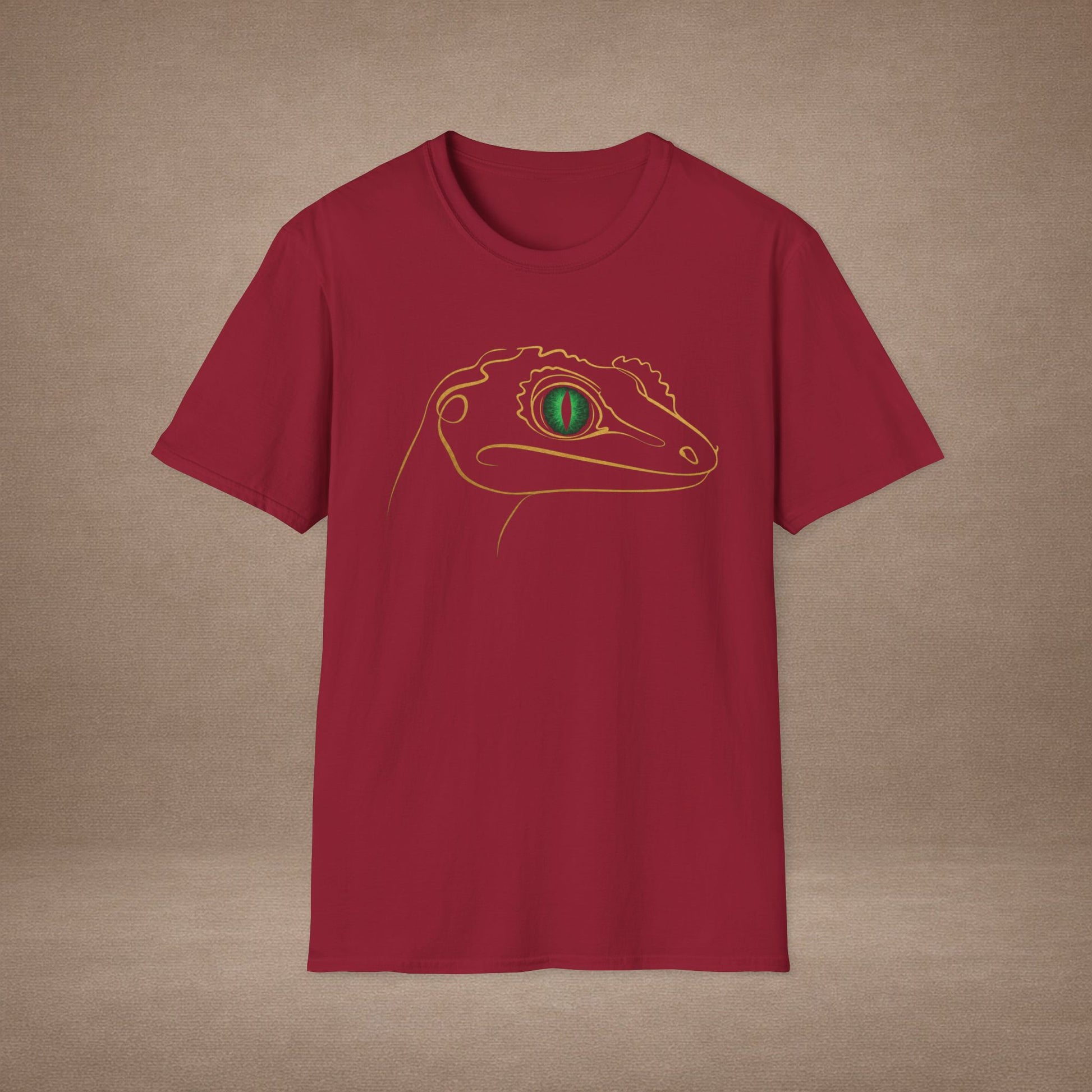 Emerald Gecko single-line art with emerald green gem eye — Gold Gecko Co. Line & Gold collection (Dark)