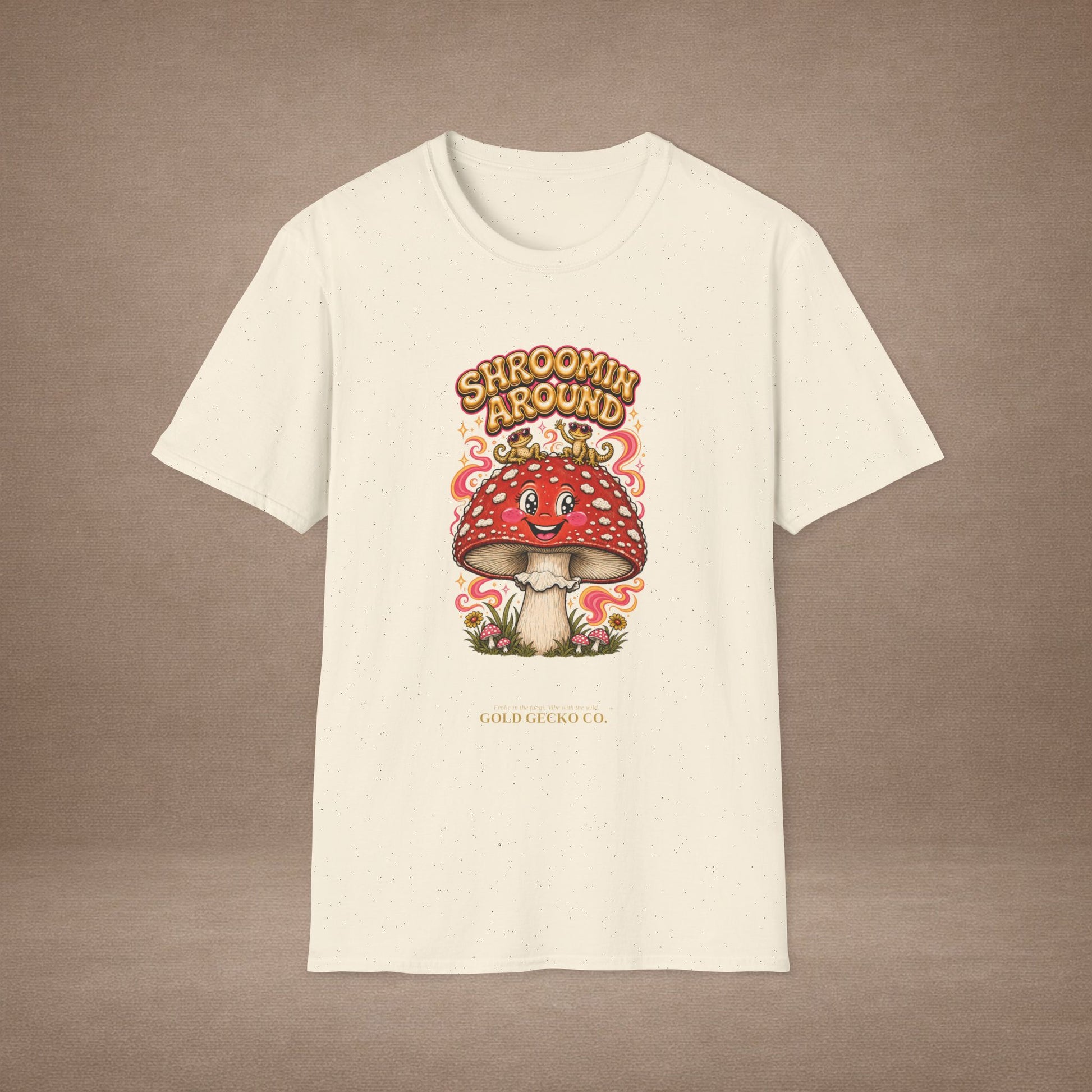 Shroomin' Around cottagecore mushroom & gecko t-shirt — Gold Gecko Co.