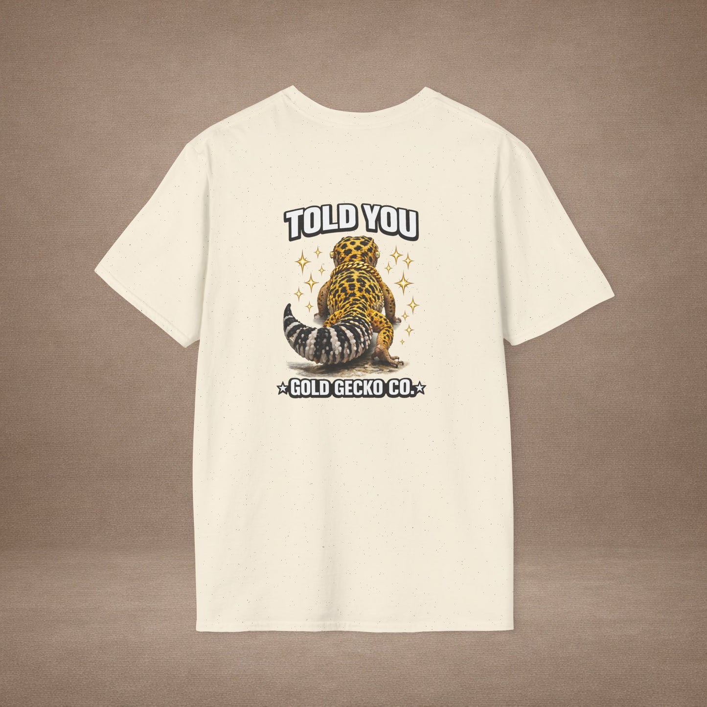 DESIGN #20-2  Wait For It… — Side-Eye Leopard Gecko Tee (Front & Back) (White Letters)