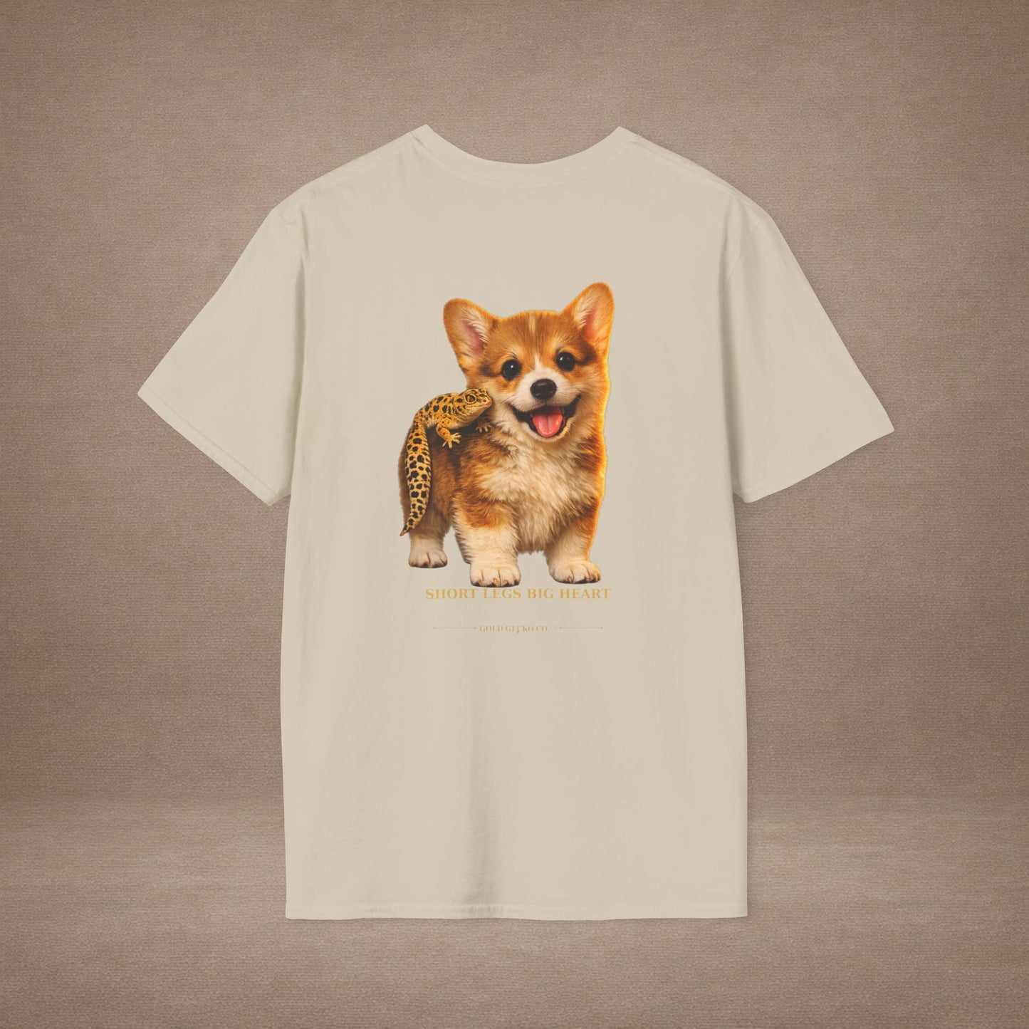 Corgi — Short Legs Big Heart — cinematic photoreal portraits of beloved dog breeds paired w. Gold Gecko Co. Puppies & Geckos collection.