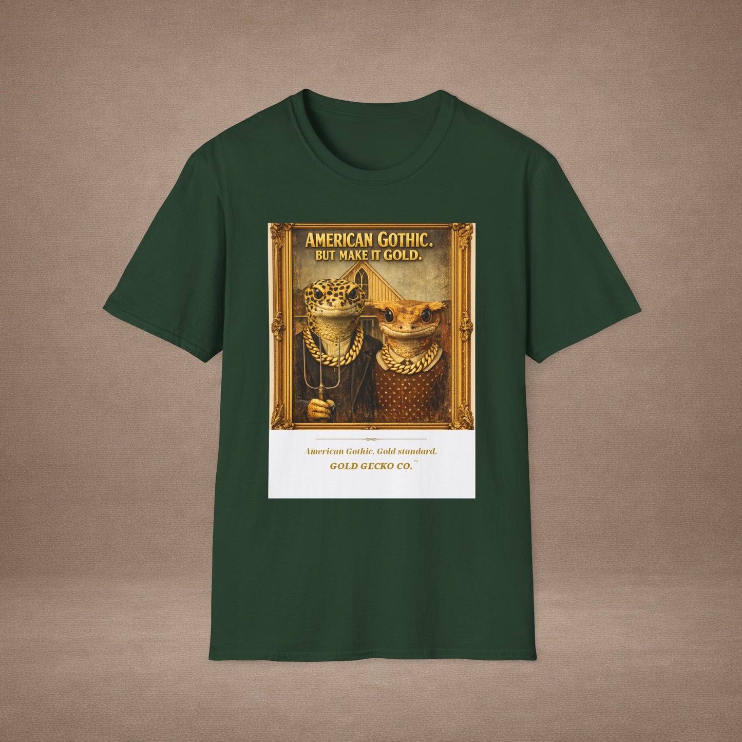 Design #col19-2 American Gothic Gecko — Fine Art Tee