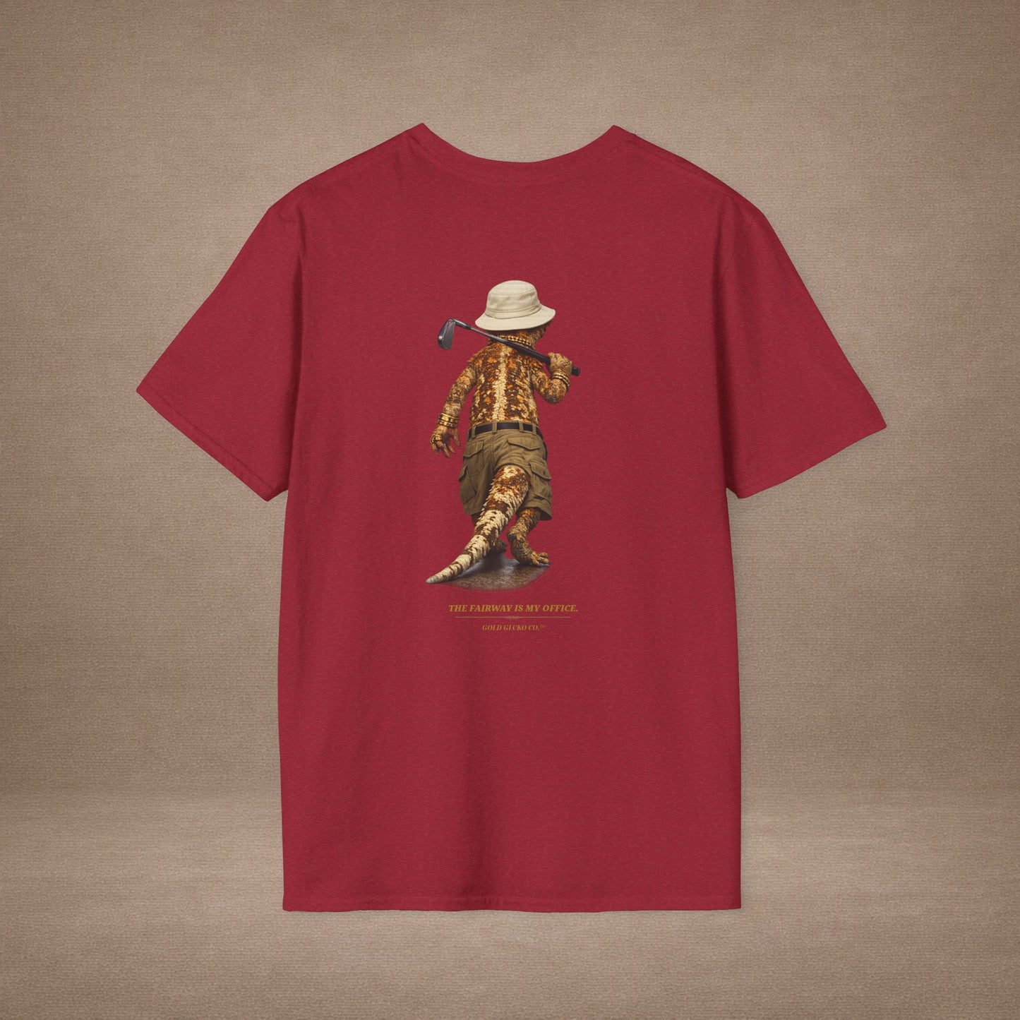 DESIGN #03-2-1 - Golf Dad (Crested - Golf Hat, Tan Shorts, Club, Grass)