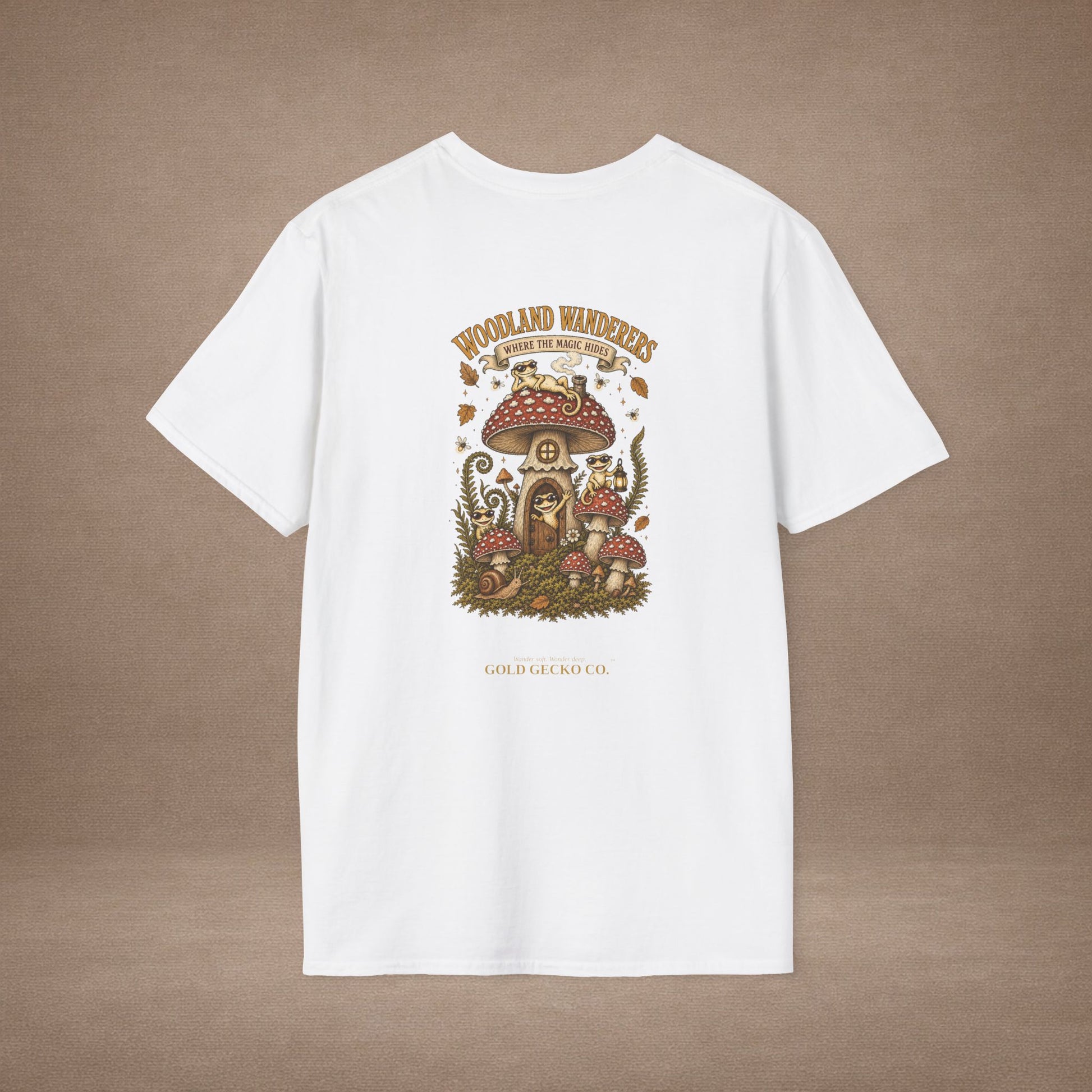 Toadstool Trip cottagecore mushroom & gecko t-shirt — Gold Gecko Co.