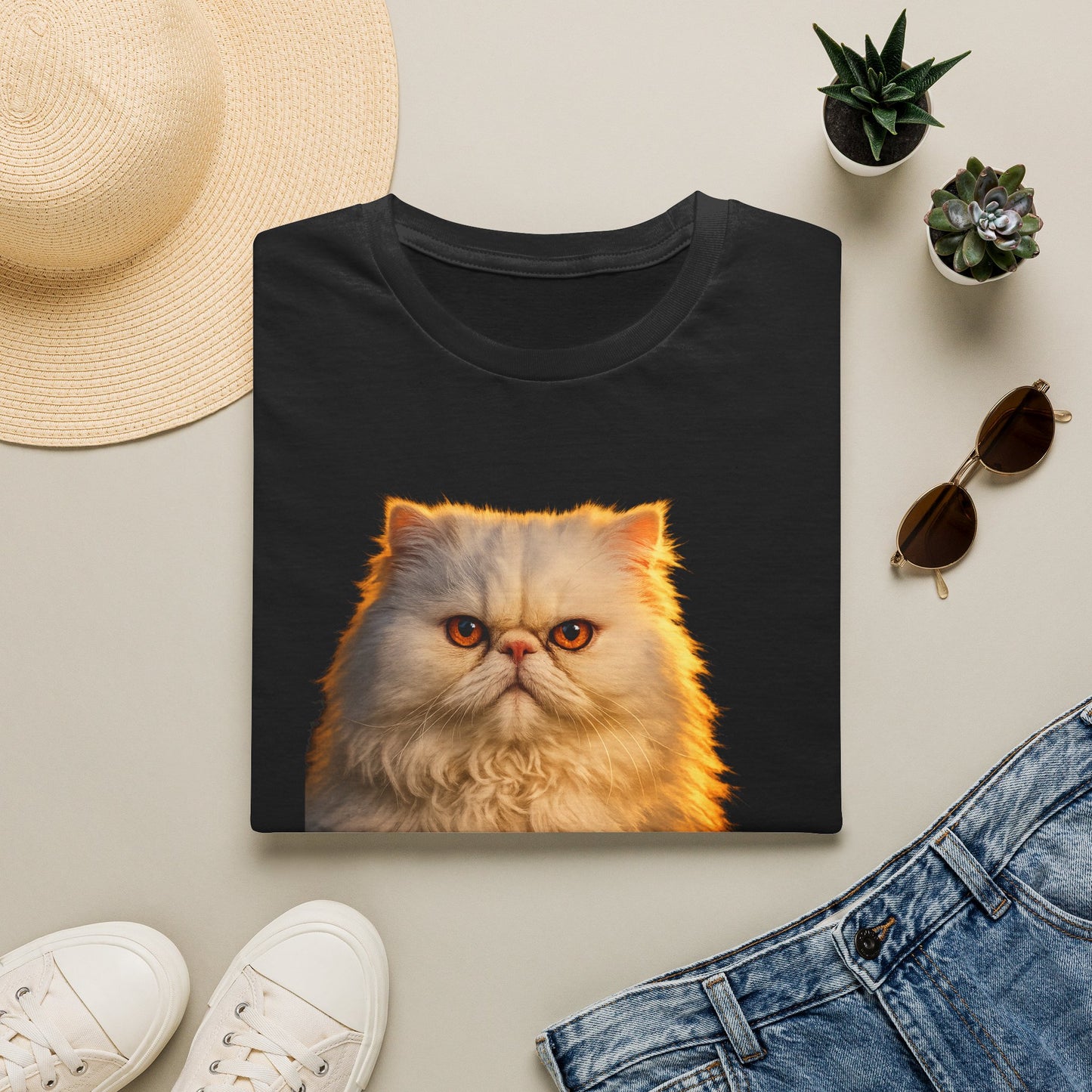 Persian — Pure Royalty — photoreal cat breed portraits paired with tiny gecko compani. Gold Gecko Co. Cats & Geckos collection.