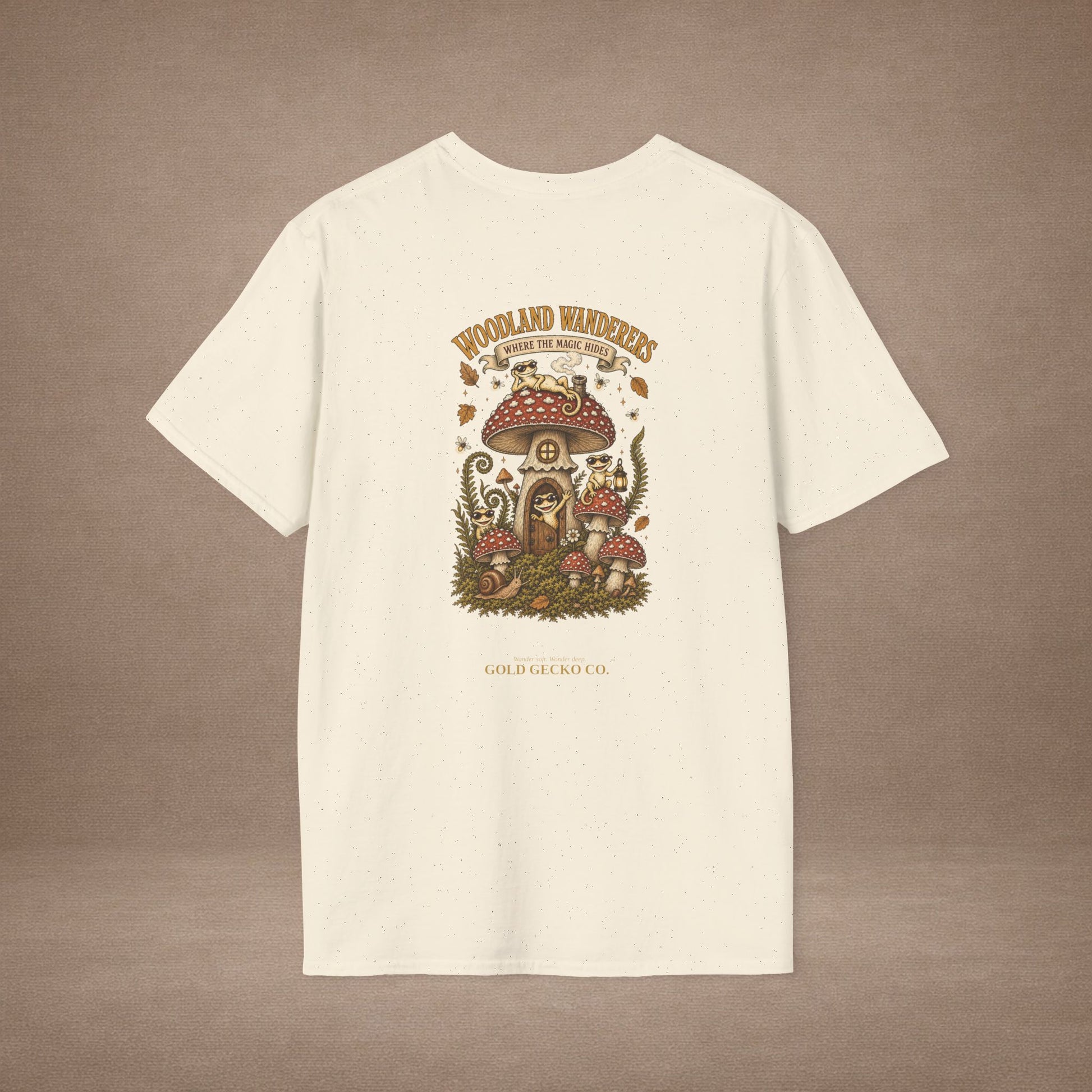 Toadstool Trip cottagecore mushroom & gecko t-shirt — Gold Gecko Co.