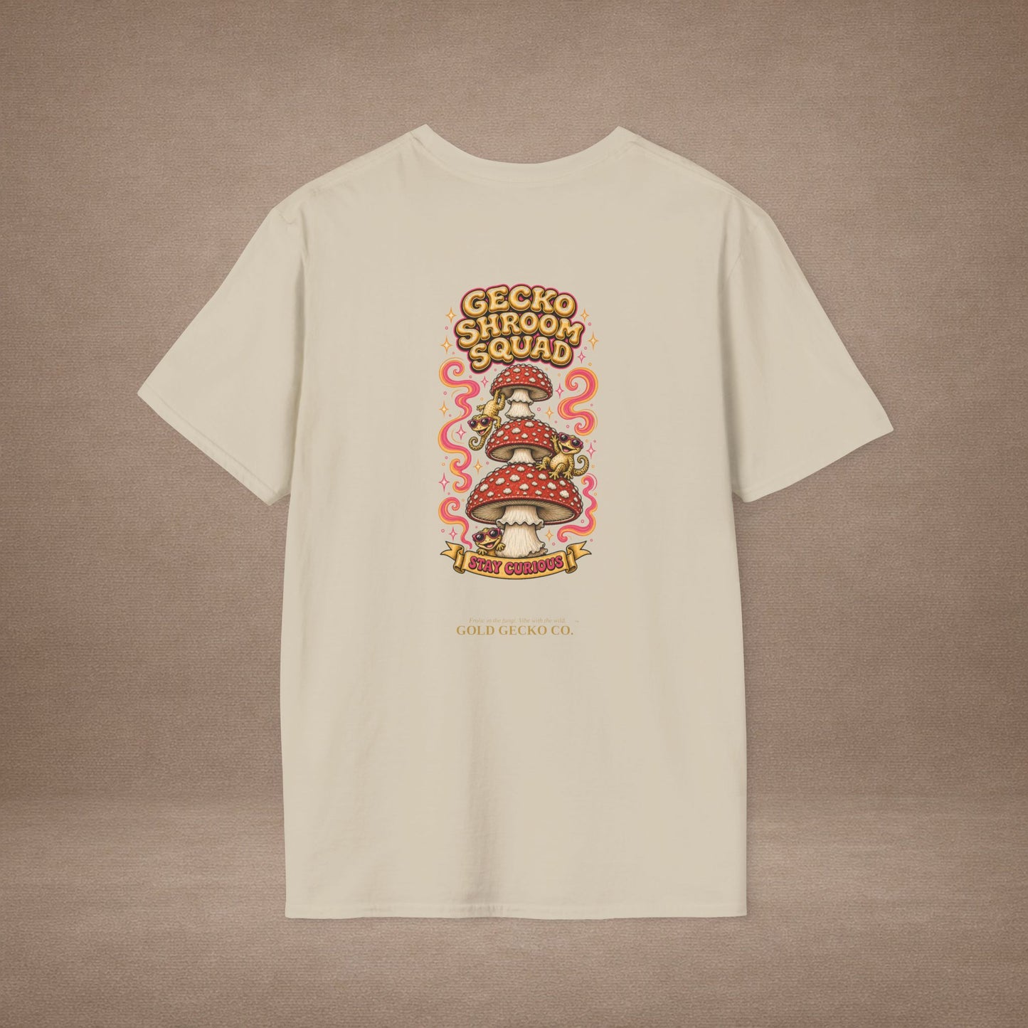 Shroomin' Around cottagecore mushroom & gecko t-shirt — Gold Gecko Co.