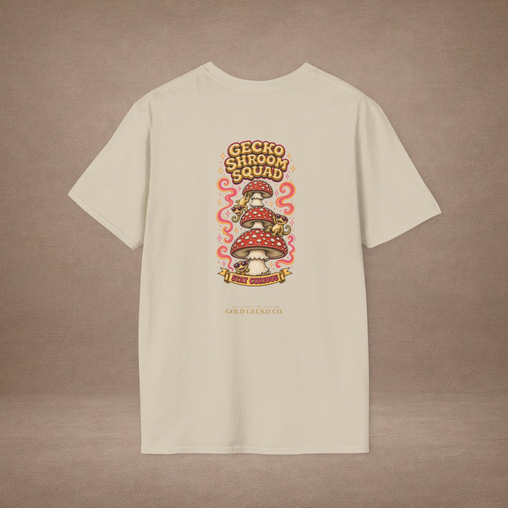 Shroomin' Around cottagecore mushroom & gecko t-shirt — Gold Gecko Co.